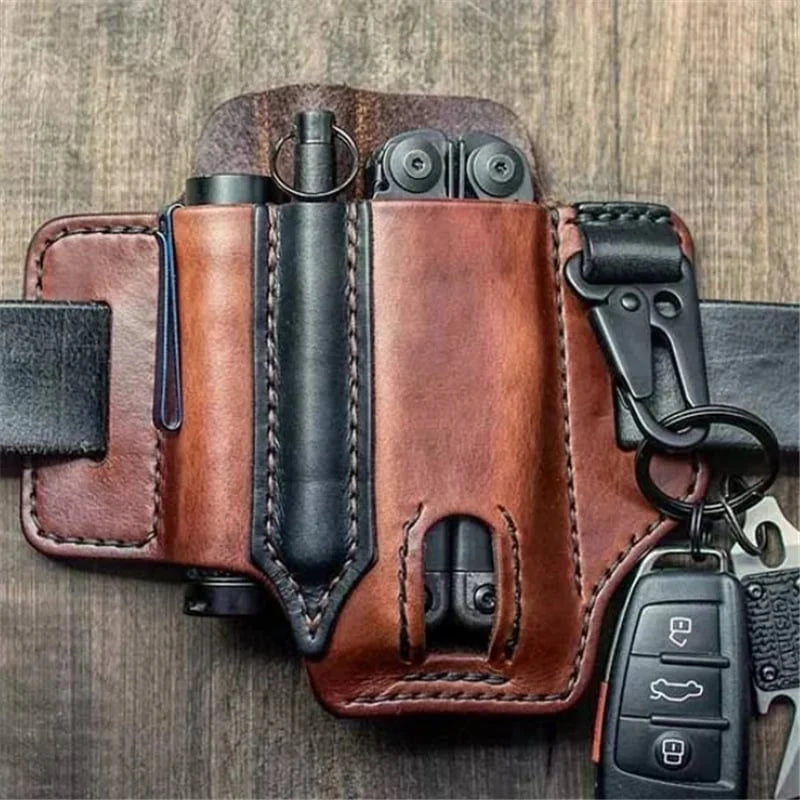 Men's Genuine Leather EDC Belt Loop – Outdoor Multi-Functional Tool Holster