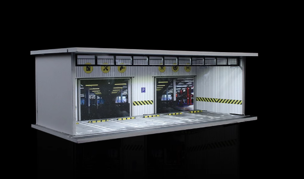 1/64 3D Parking Garage Model – LED Light Display Scene for Car Collectibles
