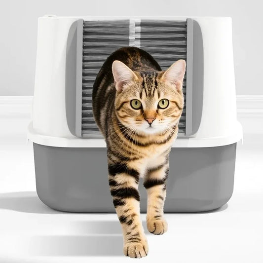 Cat litter box hair filter door