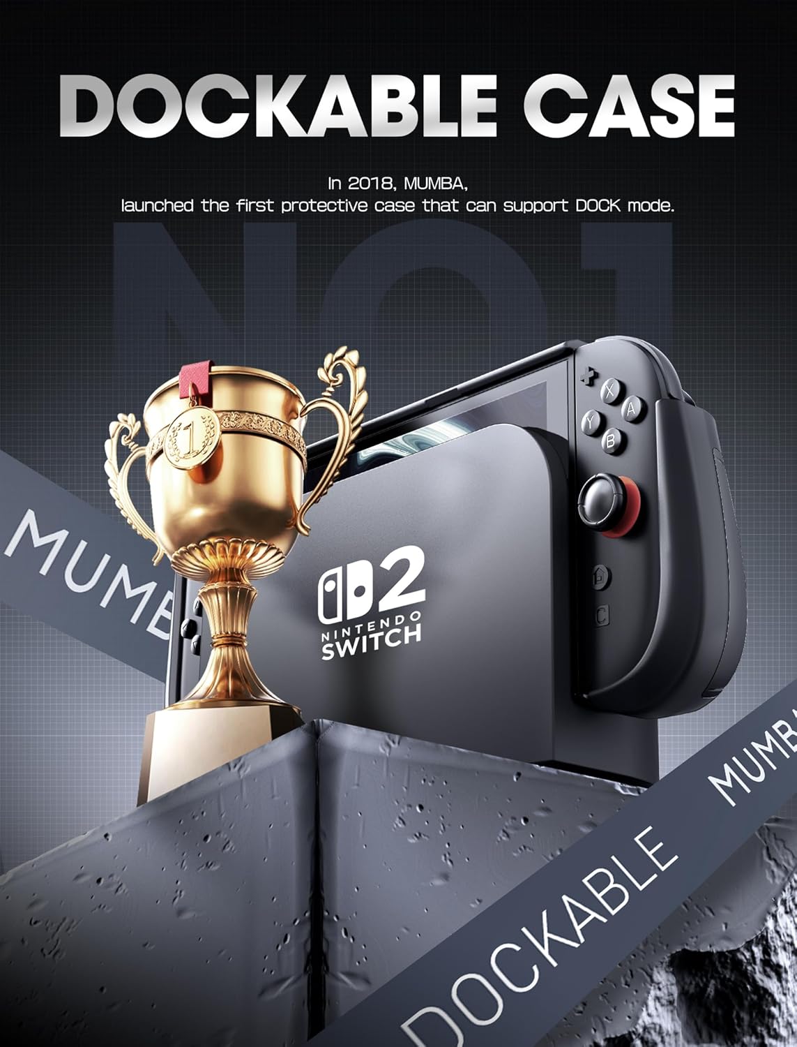 Dockable Grip Case for Nintendo Switch 2 – Flip Stand &amp; Game Card Storage