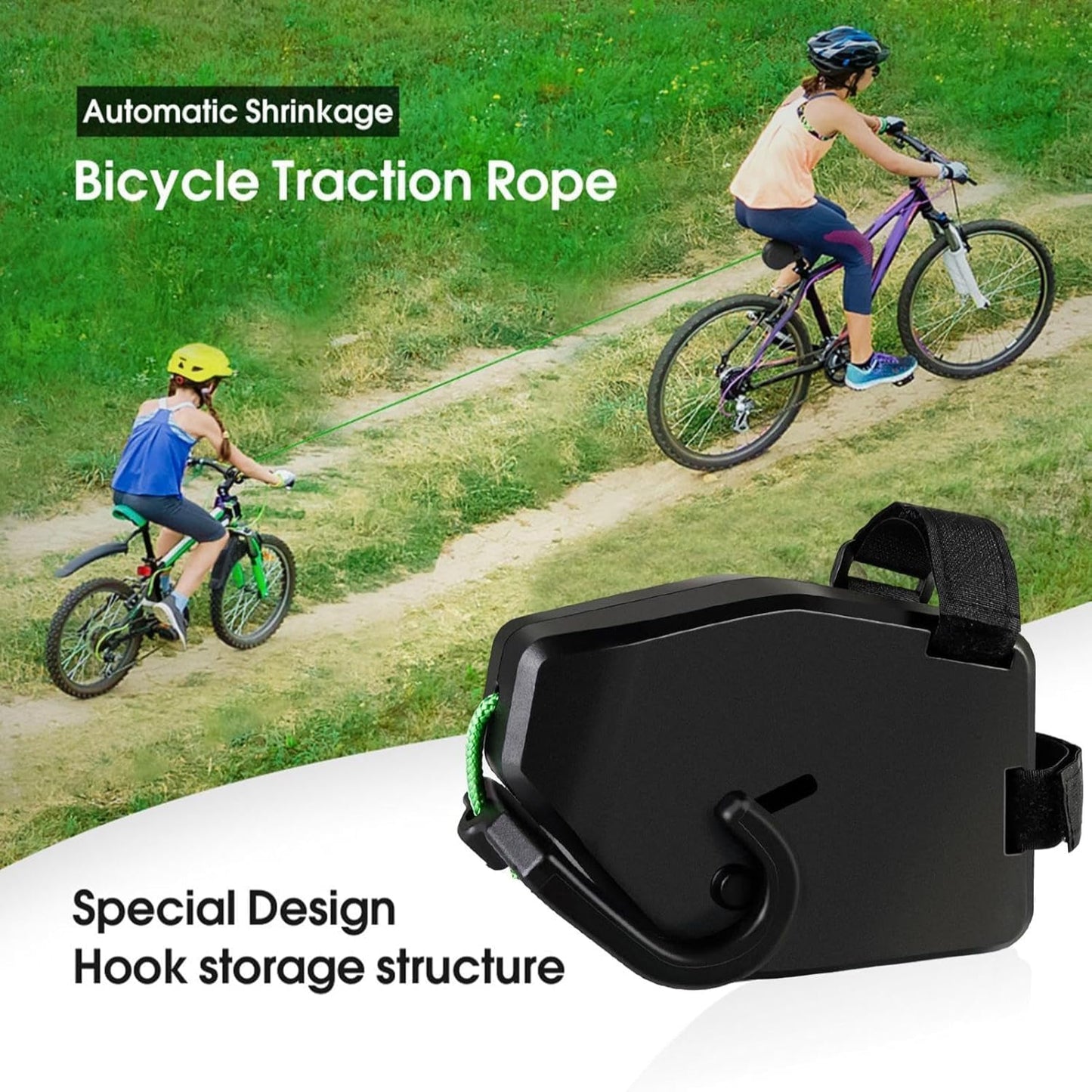 Bike Tow Rope Kids – 2.5M Retractable Bicycle Traction Rope, 500 lbs Load Capacity