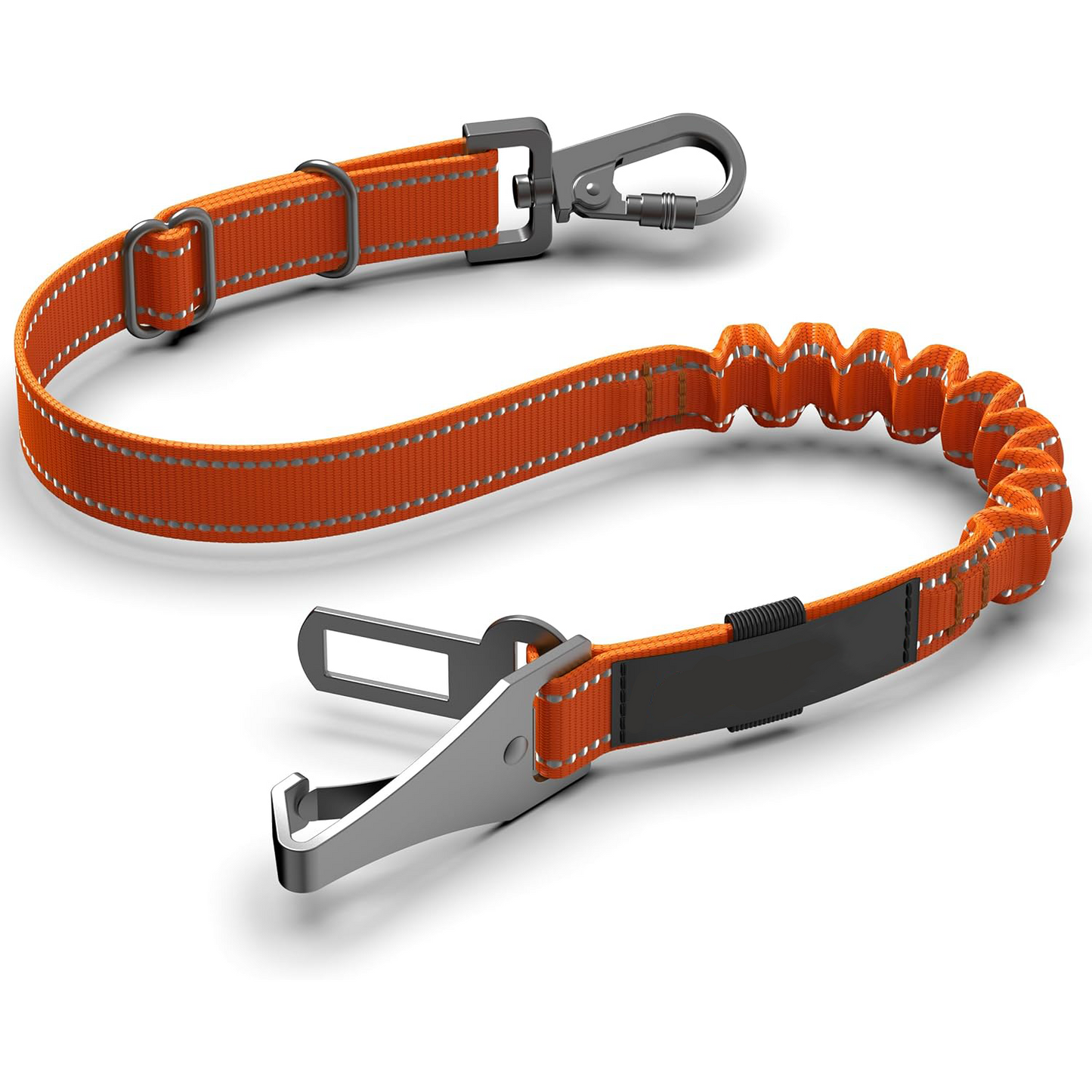 3-in-1 Adjustable Dog Car Seat Belt – Reflective Nylon Safety Harness with Elastic Bungee & Zinc Alloy Hook