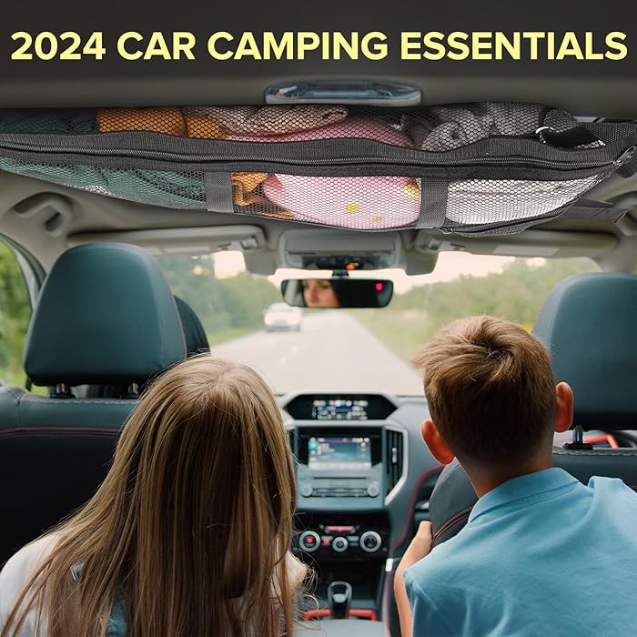 Car Ceiling Cargo Net Organizer – Double-Layer Mesh Overhead Storage for SUVs, Jeeps & Trucks