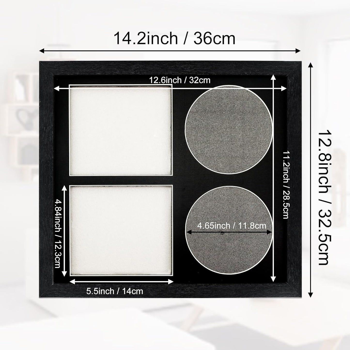 CD Display Frame – 14.4"×7.9" Black Music Disc Frame with Glass