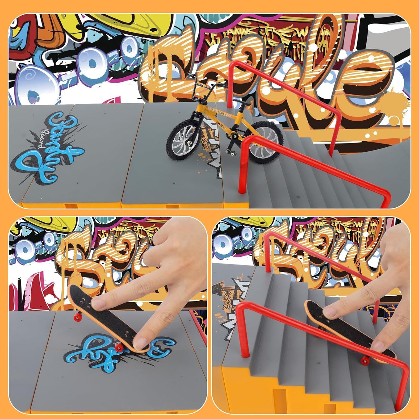 6-in-1 Finger Skateboard Ramp Set – Large Skatepark Kit for Fingerboard Training