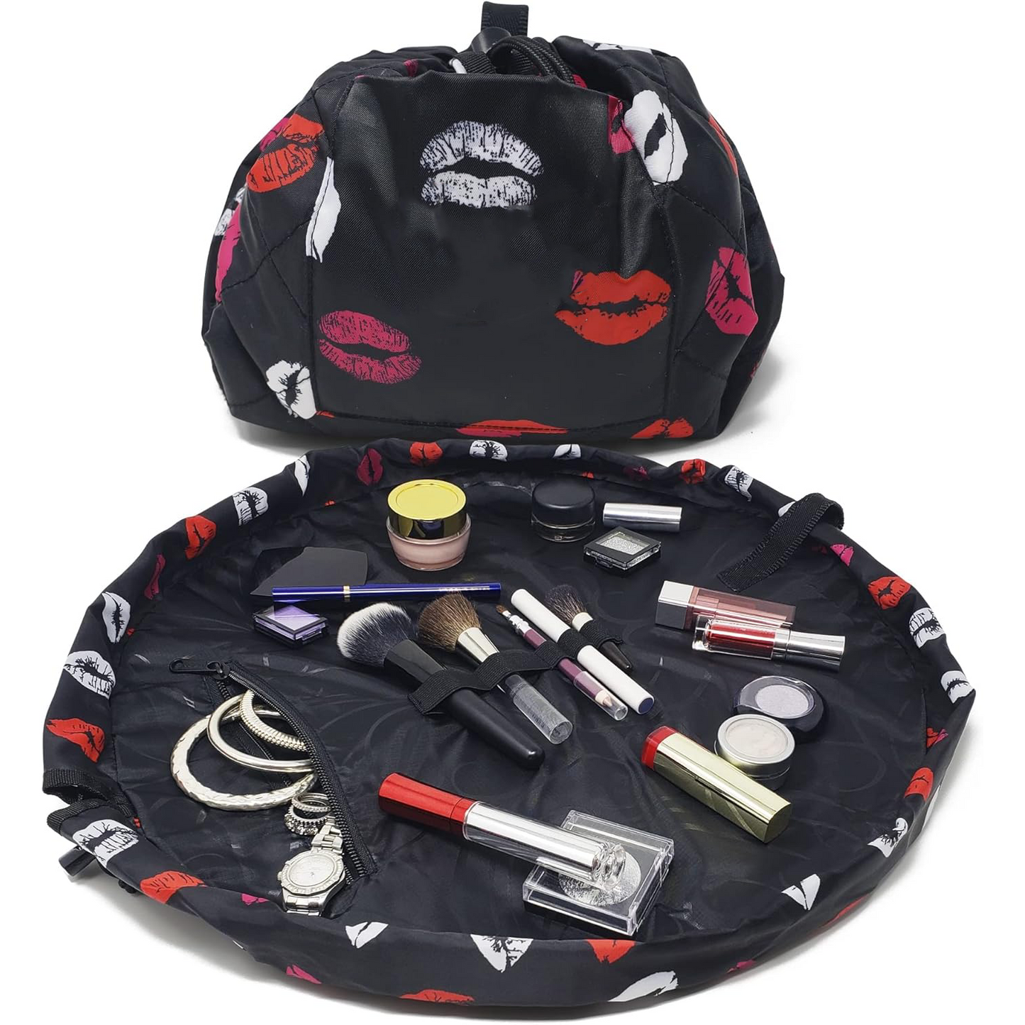 Drawstring Makeup Bag – Portable Travel Organizer with Pockets and Handles