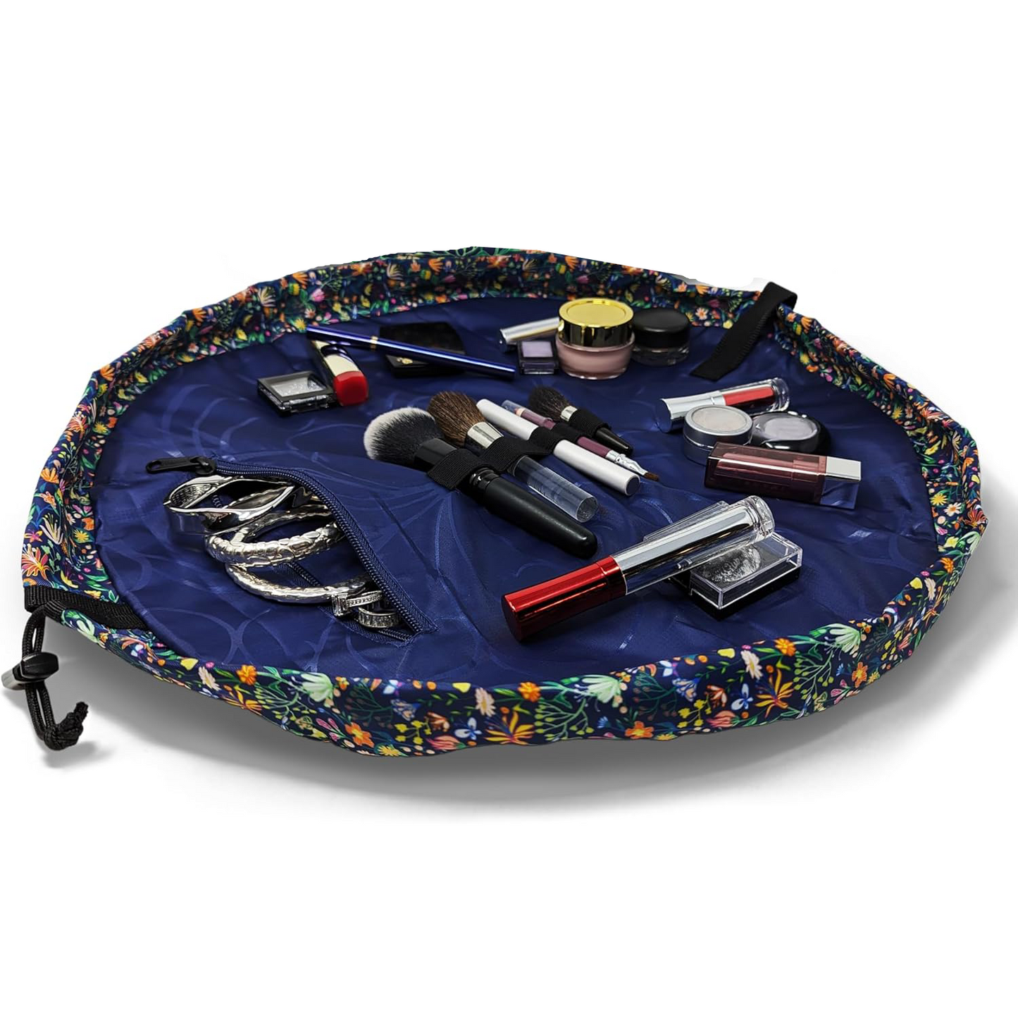 Drawstring Makeup Bag – Portable Travel Organizer with Pockets and Handles