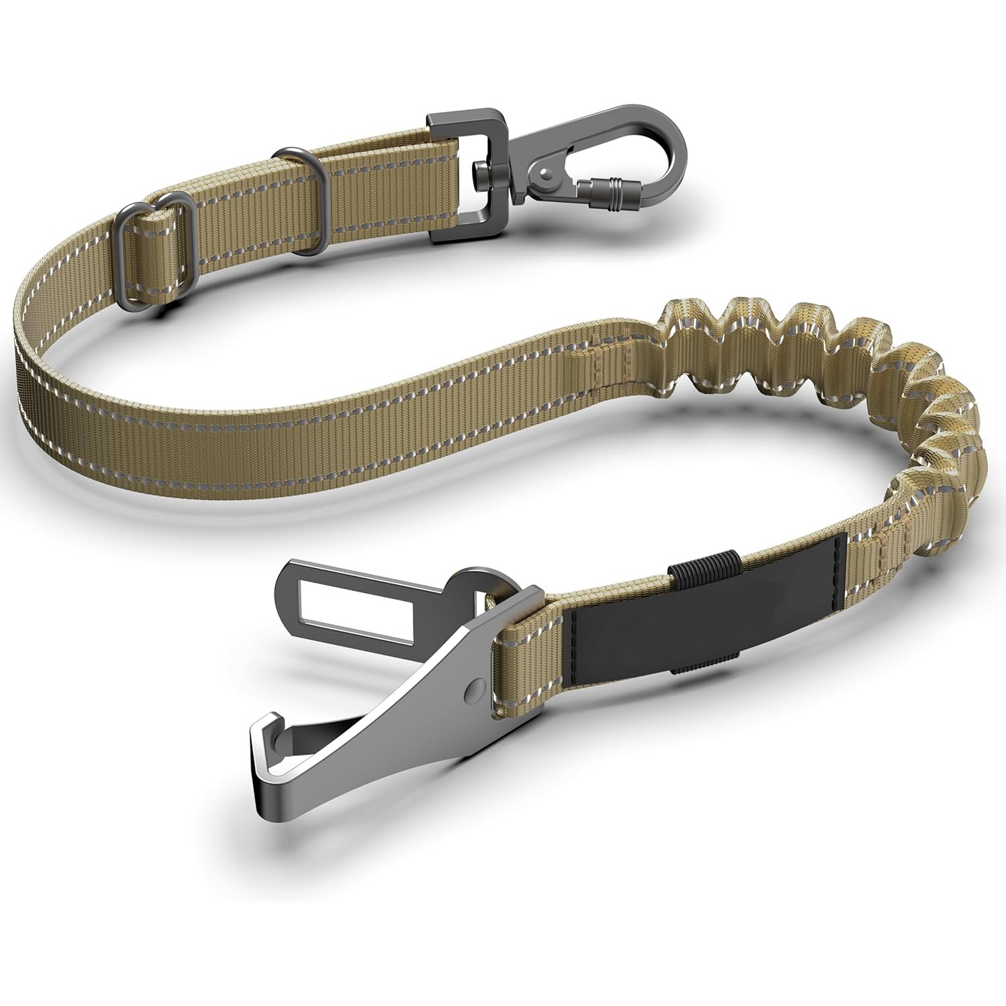 3-in-1 Adjustable Dog Car Seat Belt – Reflective Nylon Safety Harness with Elastic Bungee & Zinc Alloy Hook