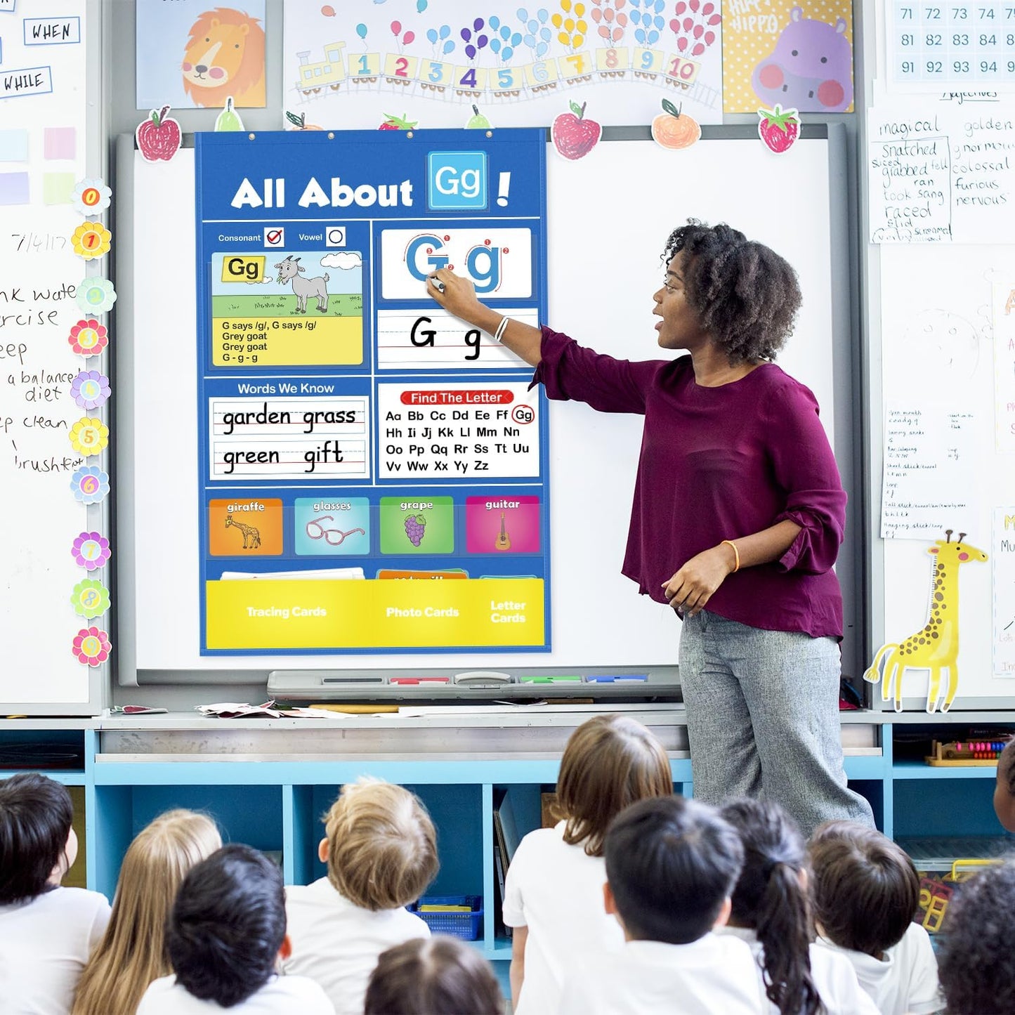 Alphabet Learning Pocket Chart – Fun ABC Flashcards with Handwriting Practice for Preschoolers