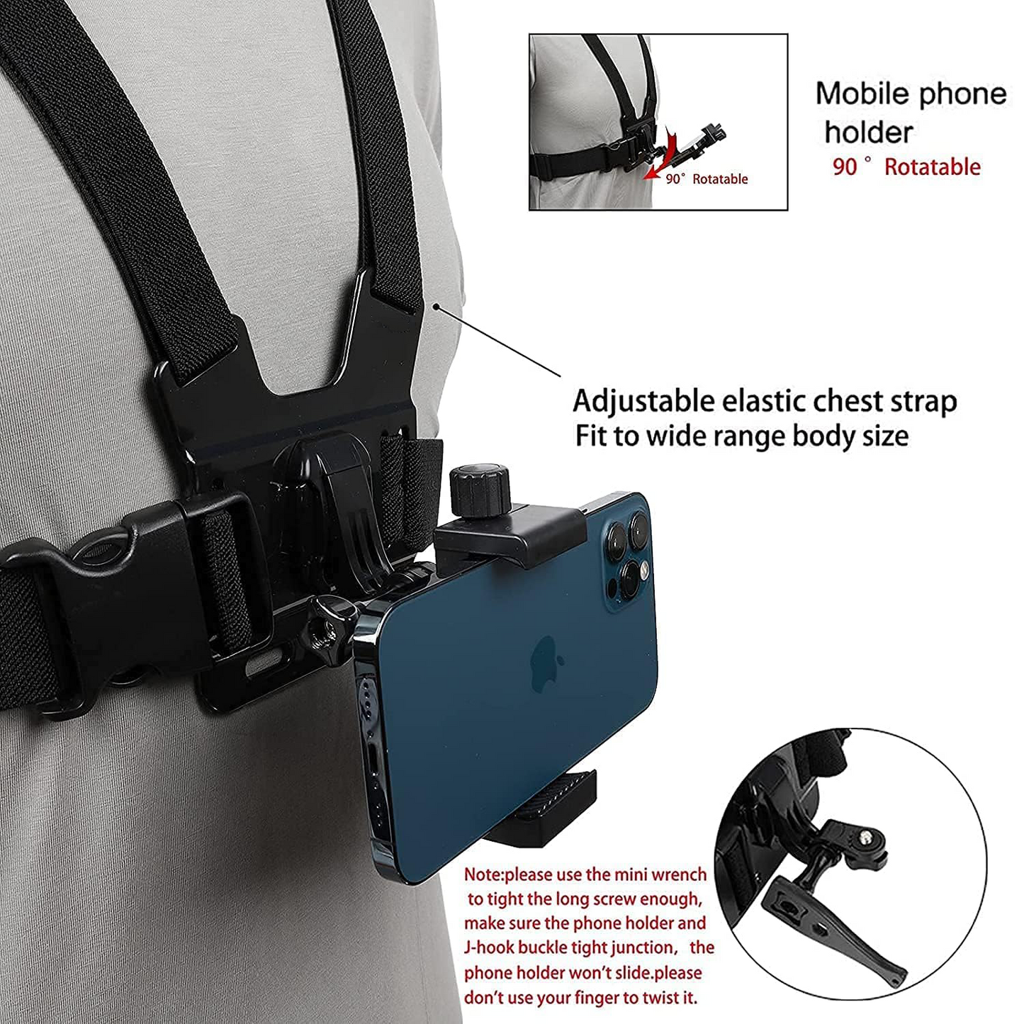 Phone Chest &Head Strap Mount Kit for POV/VLOG – Compatible with Action Cameras
