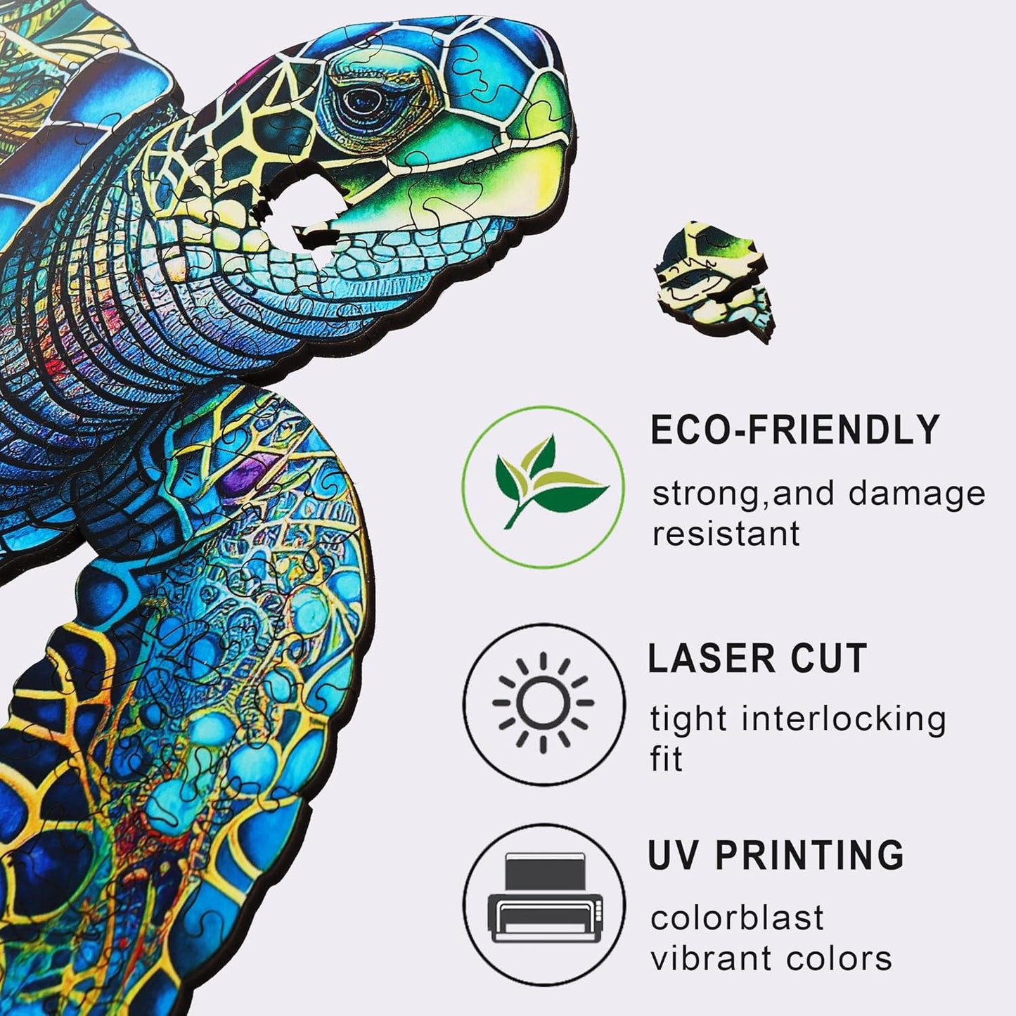 Wooden Jigsaw Puzzle – Sea Turtle Puzzle 300 Pieces | Unique Shape Puzzle