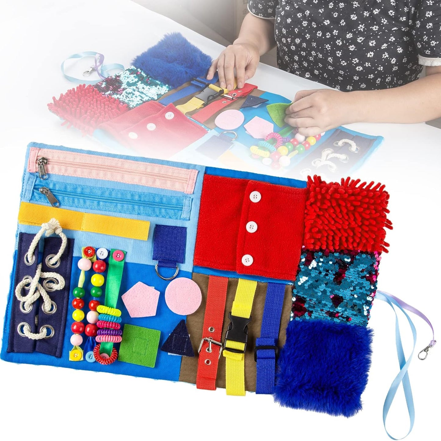 Fidget Blanket for Elderly – Dementia, Alzheimer's, and Autism Sensory Blanket for Anxiety Relief