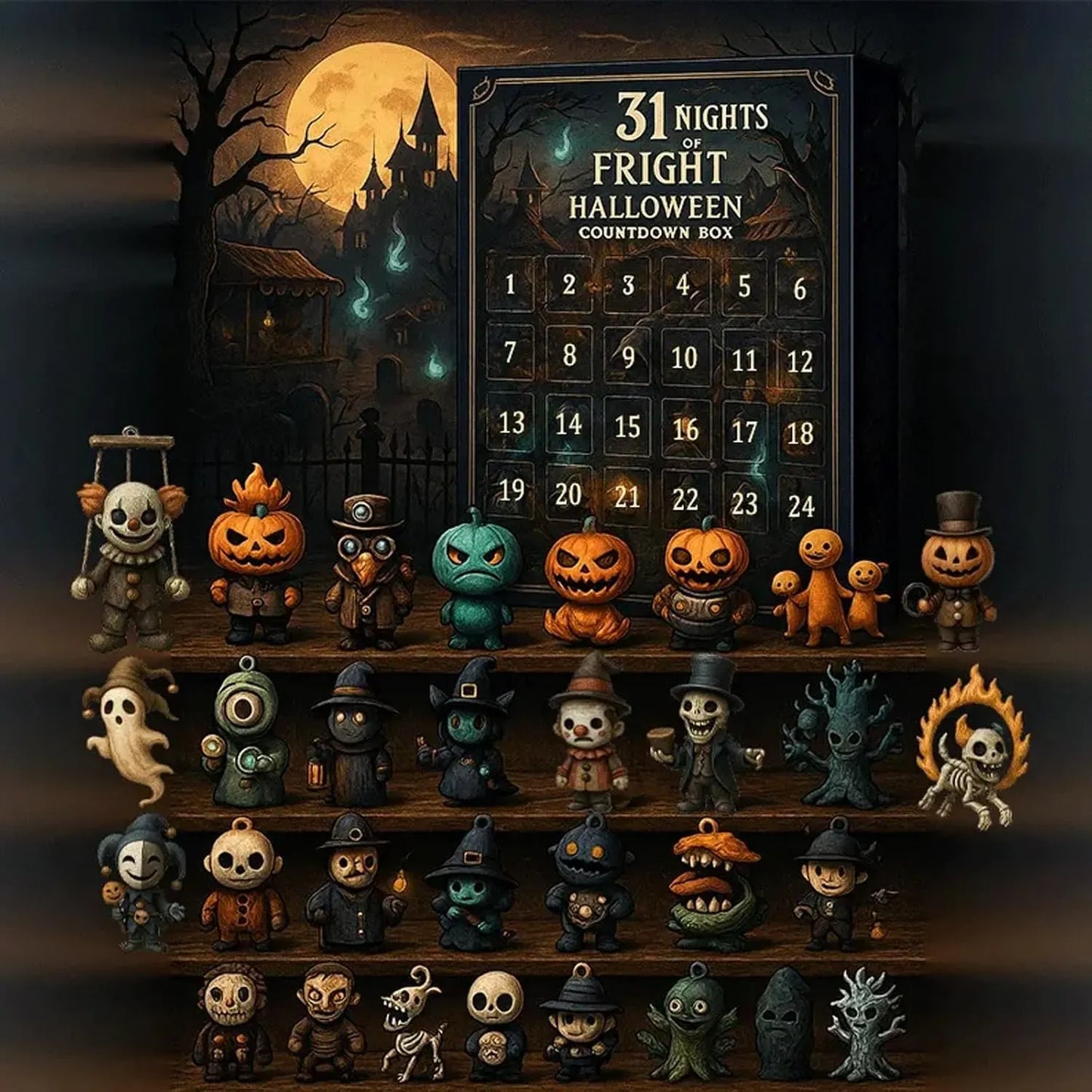 31 Nights of Fright – Halloween Countdown Box with Mini Figures