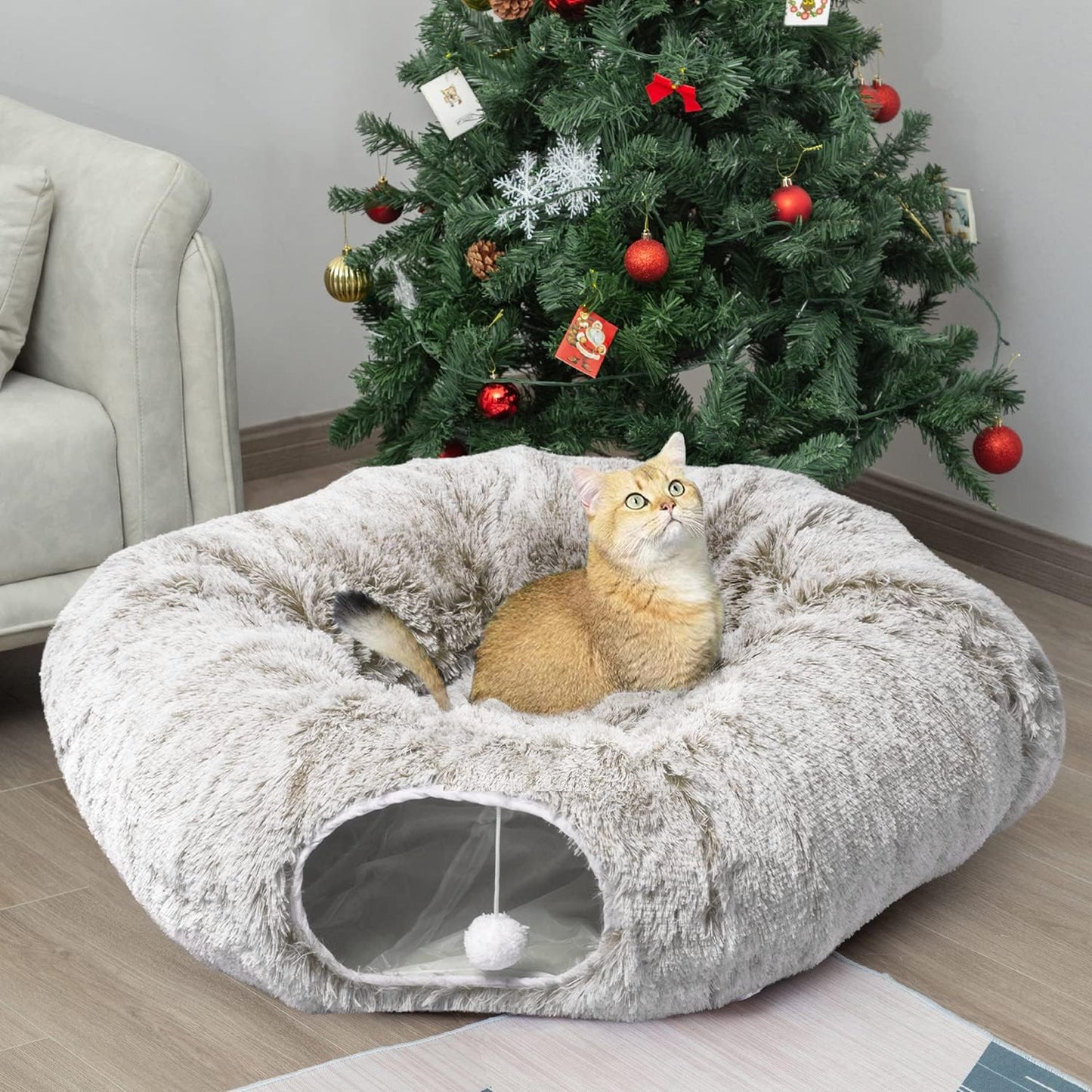 Christmas Tree Cat Tunnel Bed – 2-in-1 Play Tunnel & Cozy Resting Spot for Cats