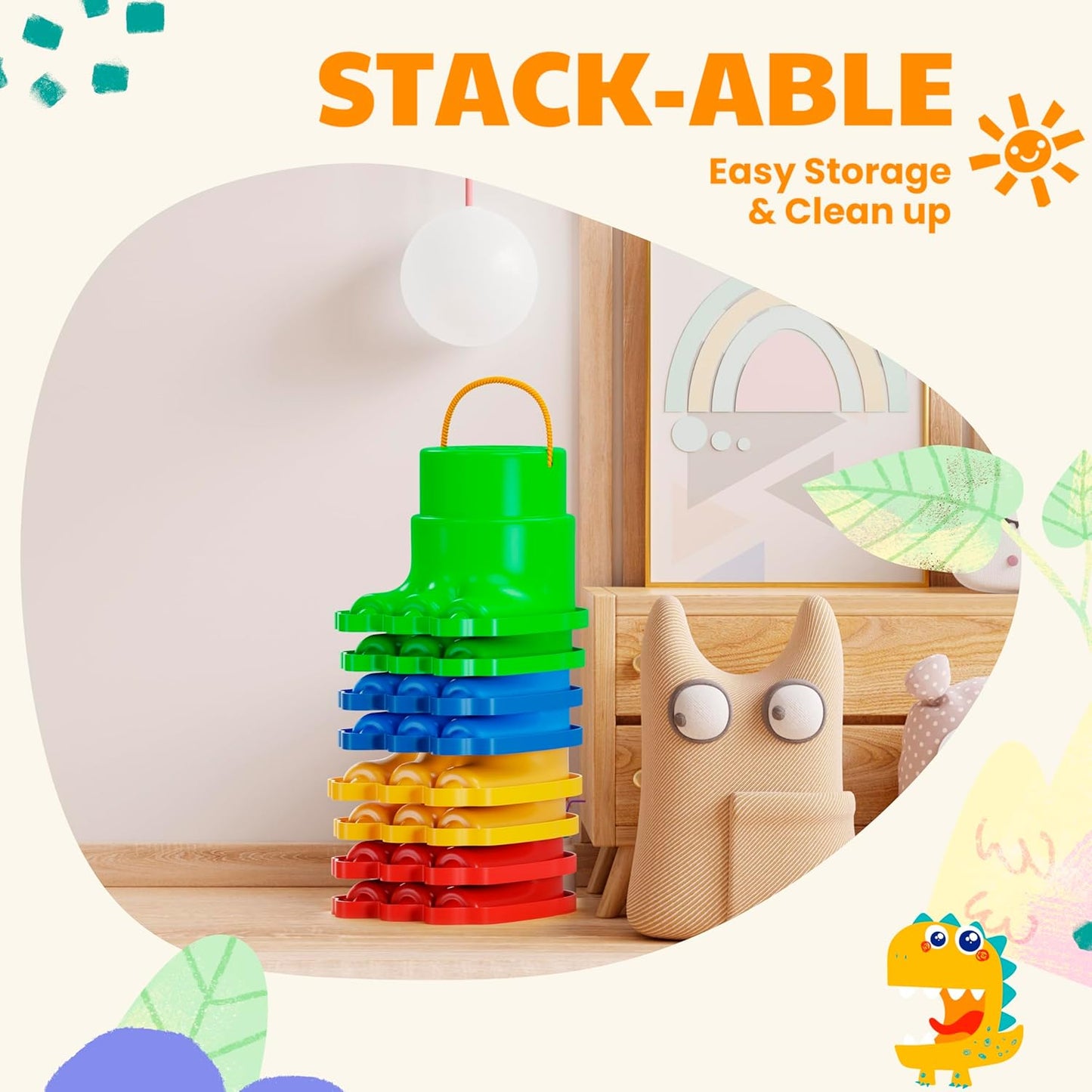 Children's Balance Stilts – 4 Pairs (8 Stilts) with Monster Feet for Balance & Coordination