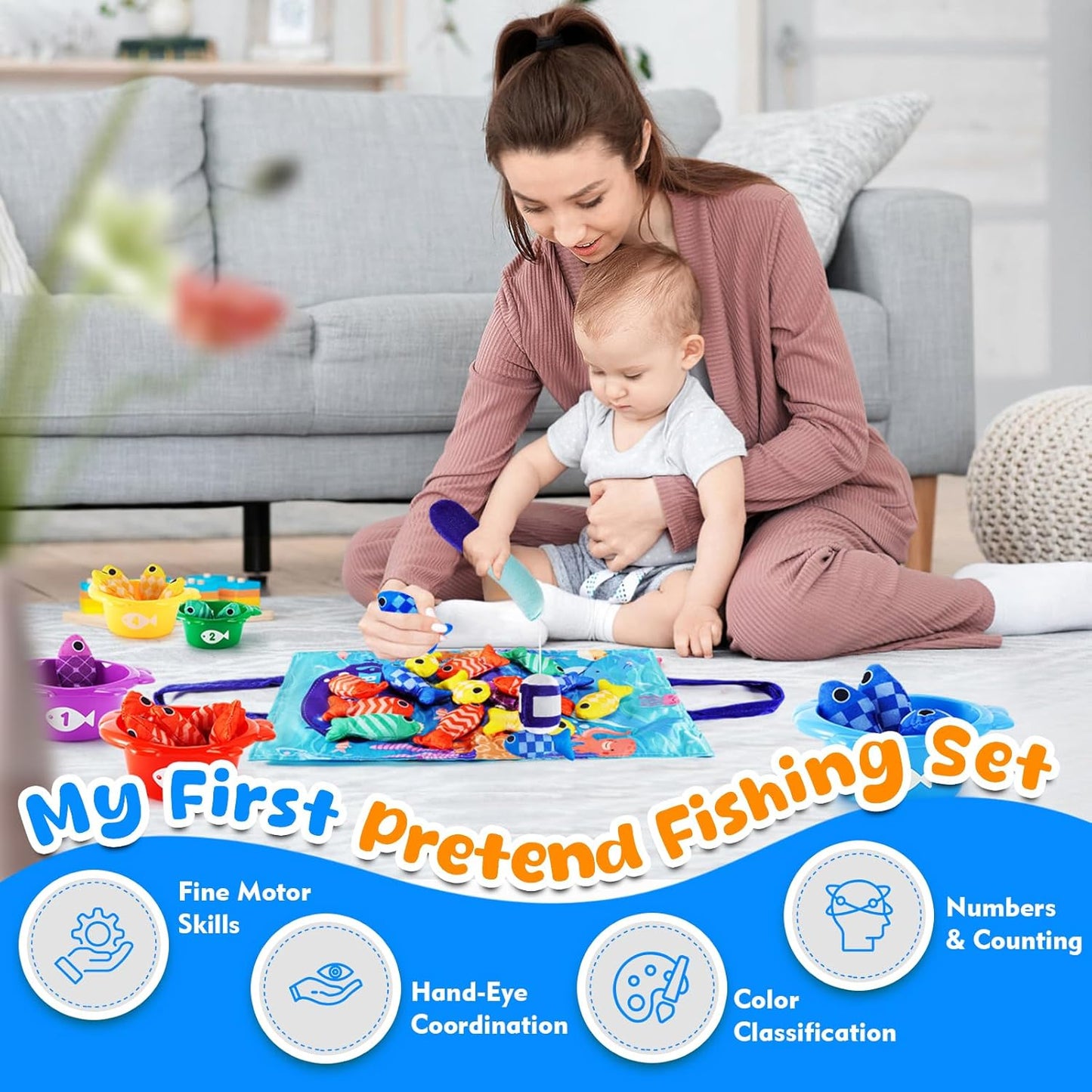 Montessori Fishing Toy Set – 22 PCS Educational Gift for Toddlers
