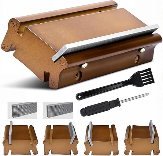 4-in-1 Bass and Guitar Fret File – 3°/23°/35°/90° Fret Dressing Tool | Essential Luthier Tool for Beveling, Rounding, and Deburring