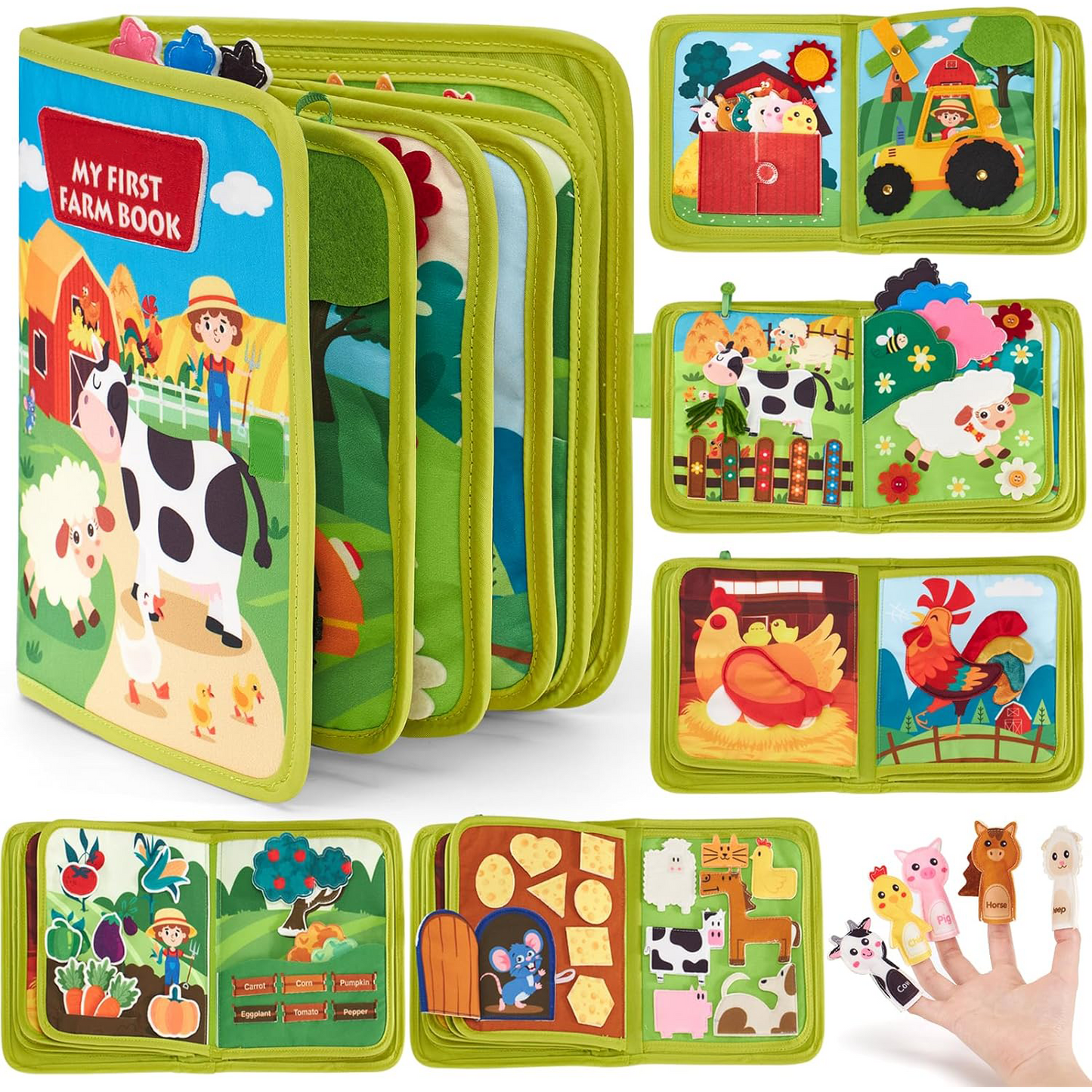 Busy Book for Toddlers 1-3 – Montessori Toys, Quiet Activity Board for Travel & Learning