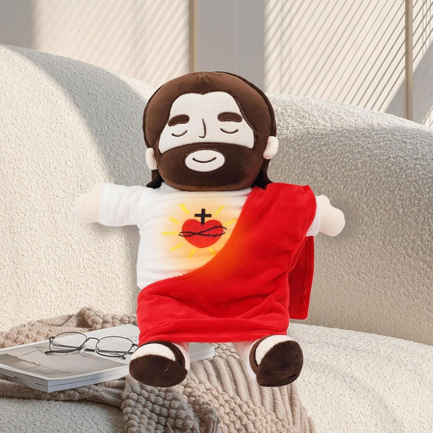 Breathing Jesus Plush Toy – Comfort & Faith Companion | Soothing Rhythmic Breathing
