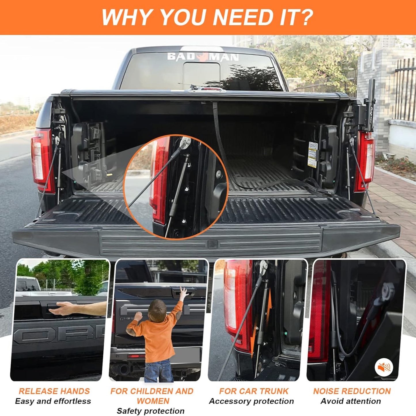 Tailgate Assist for Ford F-150/F-250/F-350 (2015-2025) – Smooth & Controlled Tailgate Lowering