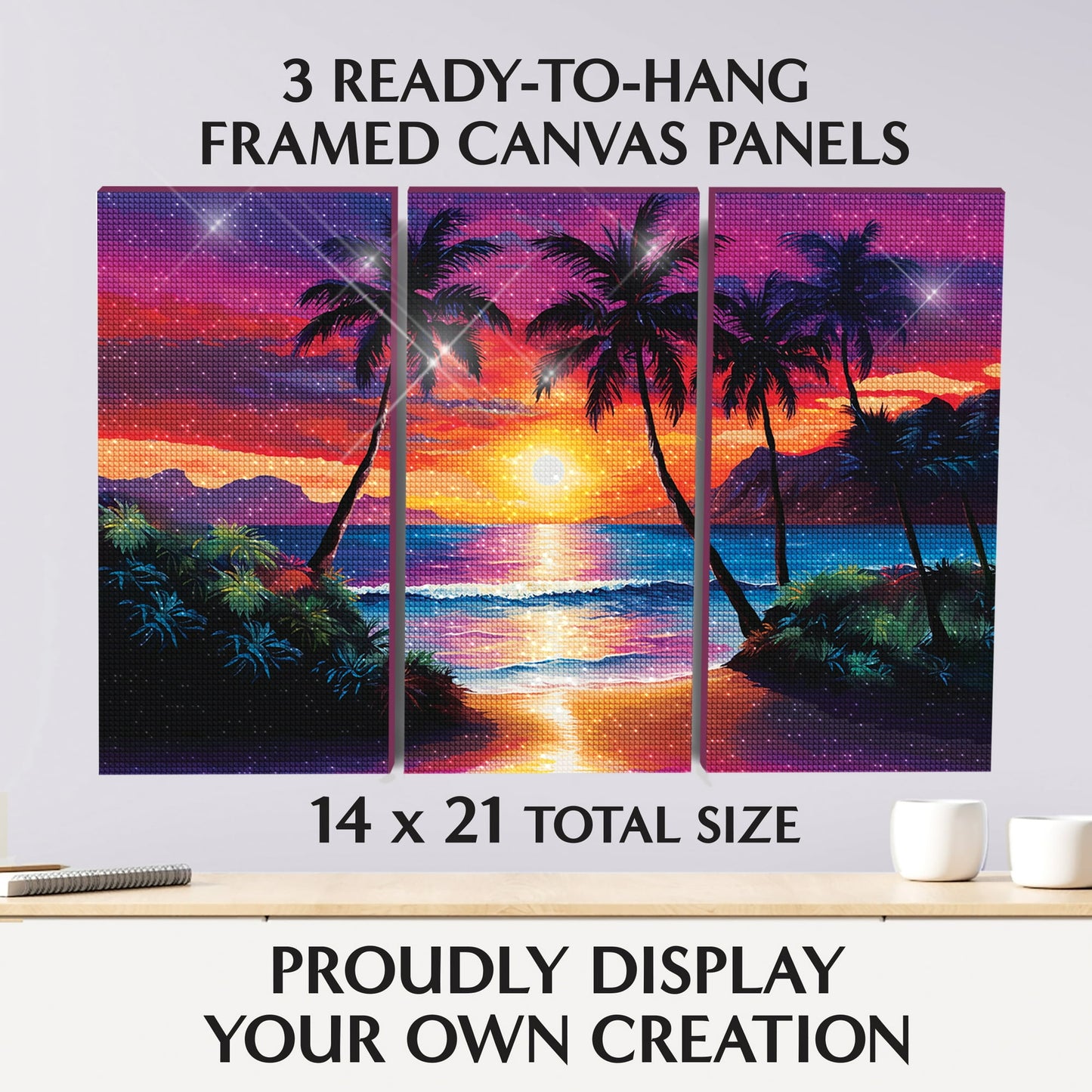 Mystic Wolf Diamond Painting Kit for Adults – Relaxing 3-Panel DIY Art Canvas Set