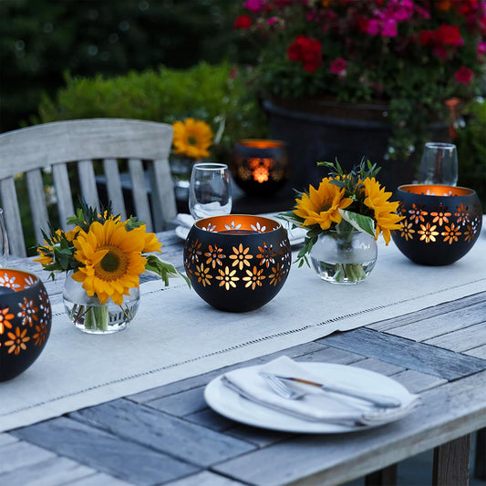 Outdoor Waterproof Solar Light – Metal Porch Lantern with Flickering Flame Effect for Table