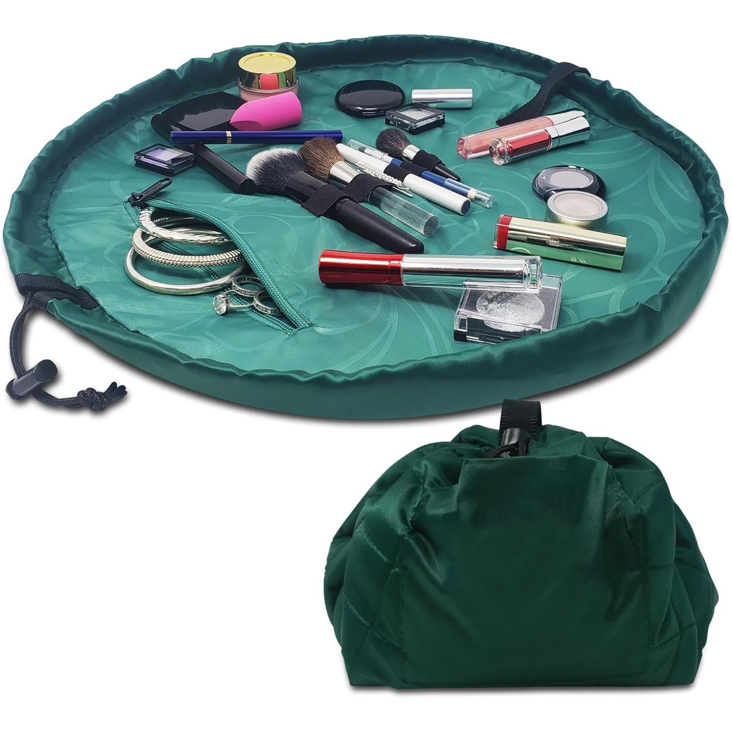 Drawstring Makeup Bag – Portable Travel Organizer with Pockets and Handles