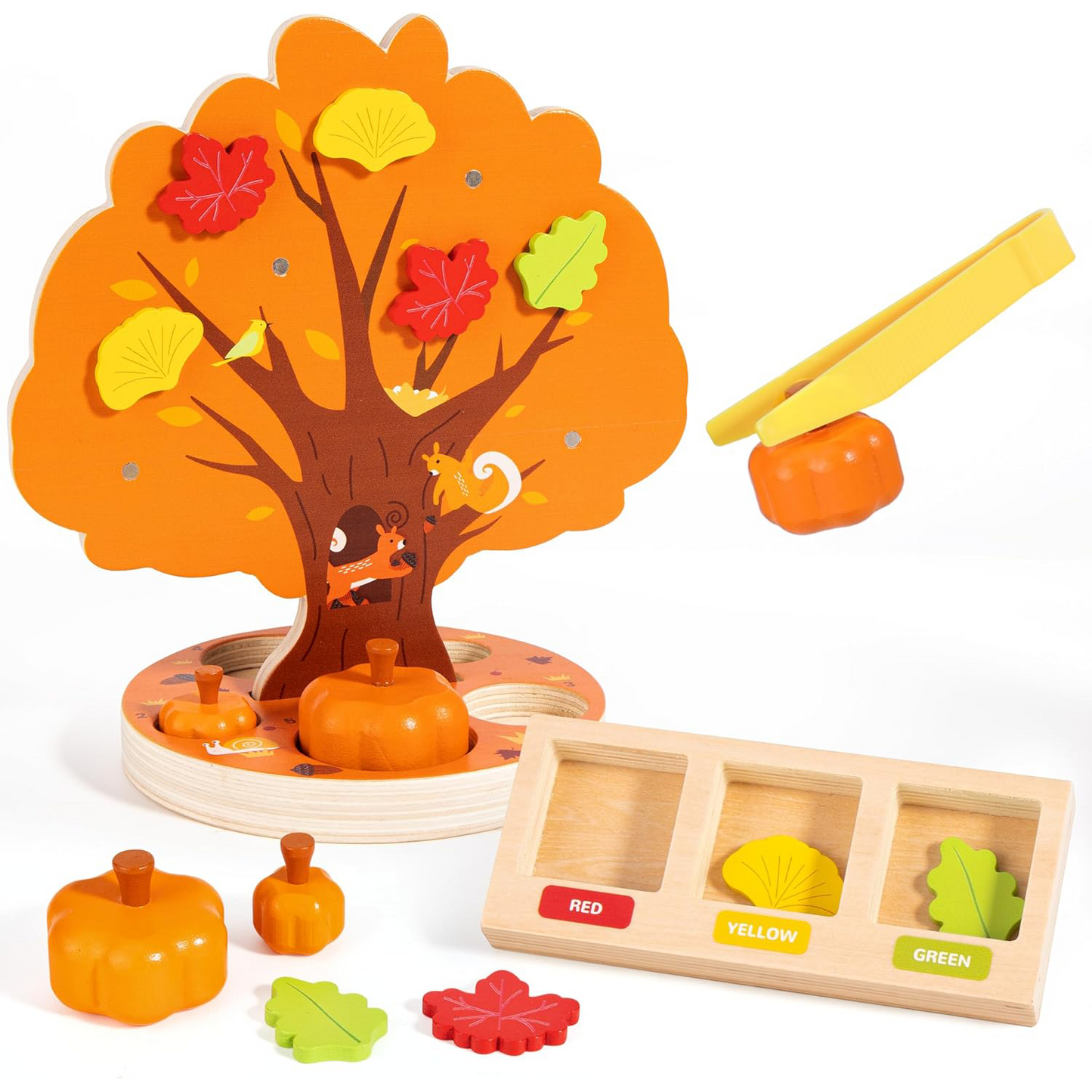 Montessori Fine Motor Toy – Wooden Magnetic Apple Picking Tree for Kids