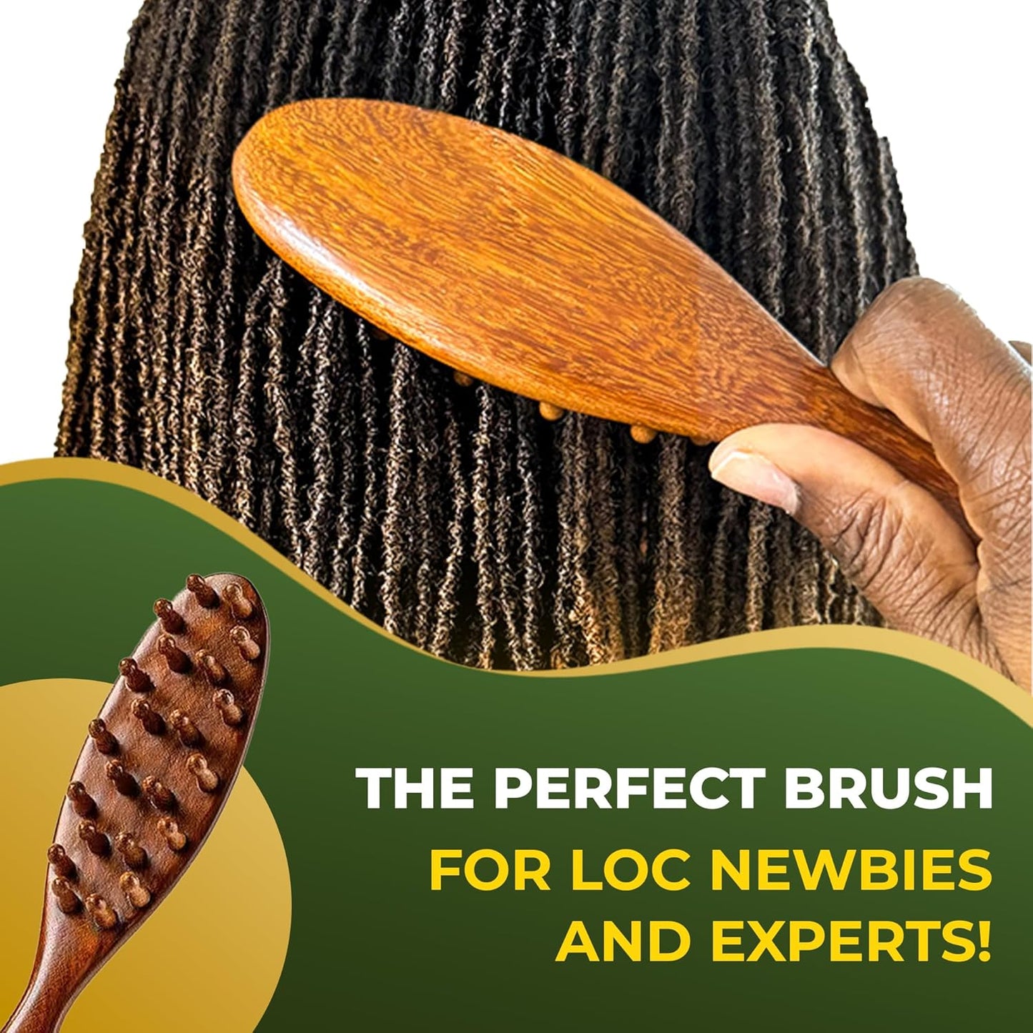 Natural Sandalwood  Brush – Ergonomic Dreadlock & Twist Brush
