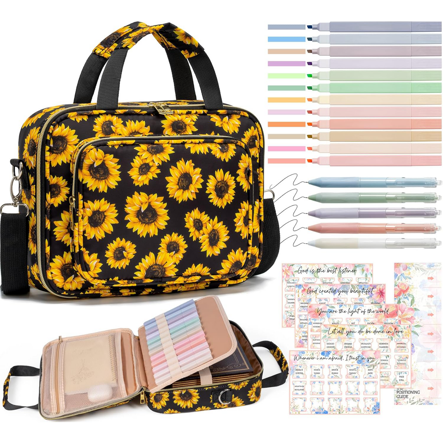 Women’s Bible Cover Set – Large Bible Bag with Strap & Study Accessories