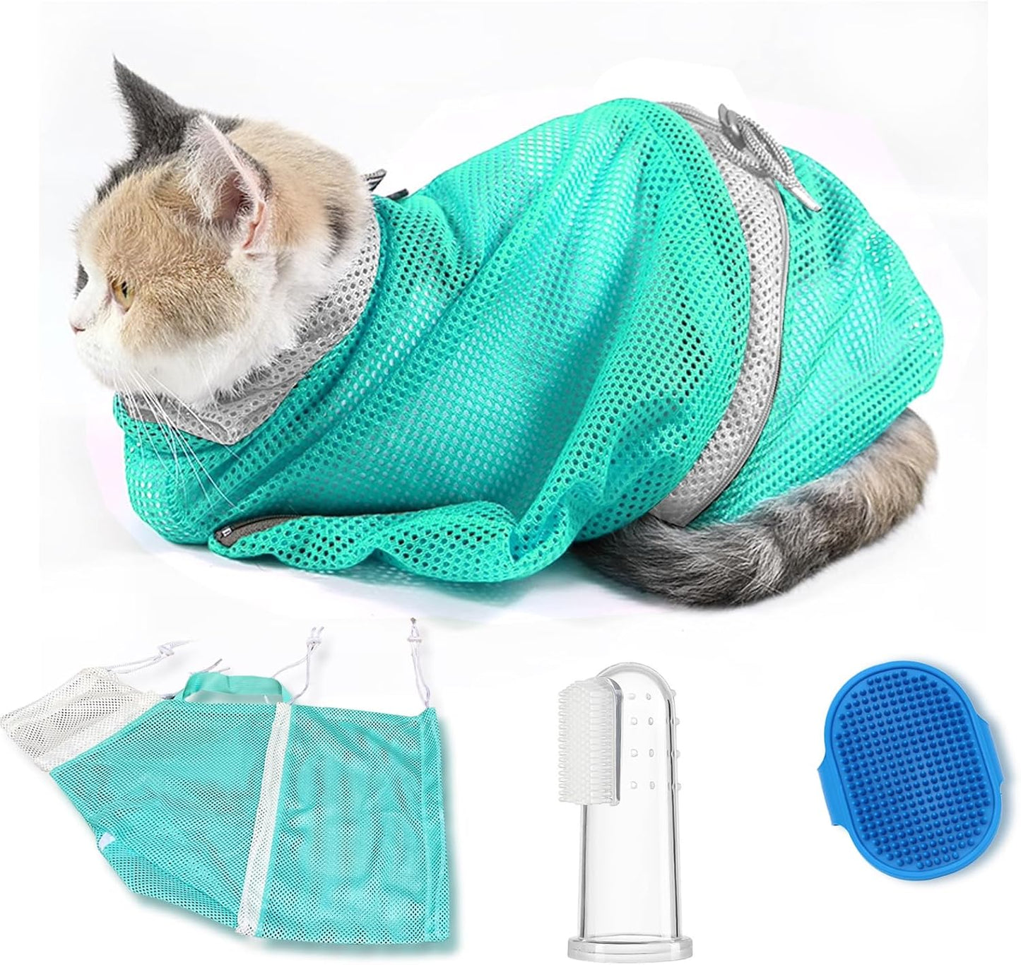 Adjustable Multi-Functional Cat Grooming Shower Net – Pet Bath Bag