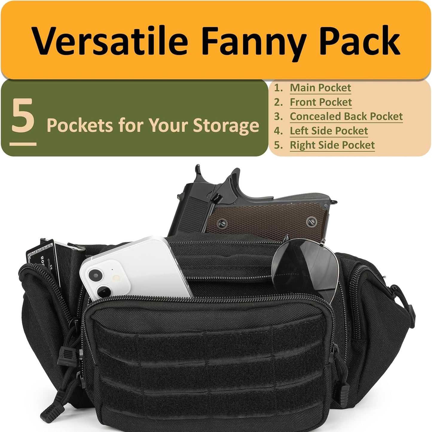 Concealed Carry Tactical Fanny Pack – Quick-Release Buckle & MOLLE Waist Bag
