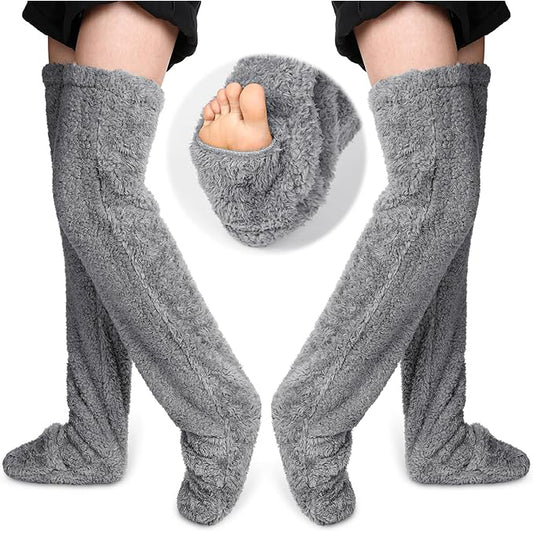 2 Pairs of Fuzzy Over-the-Knee Warm Socks for Women – Winter Plush Leg Warmers
