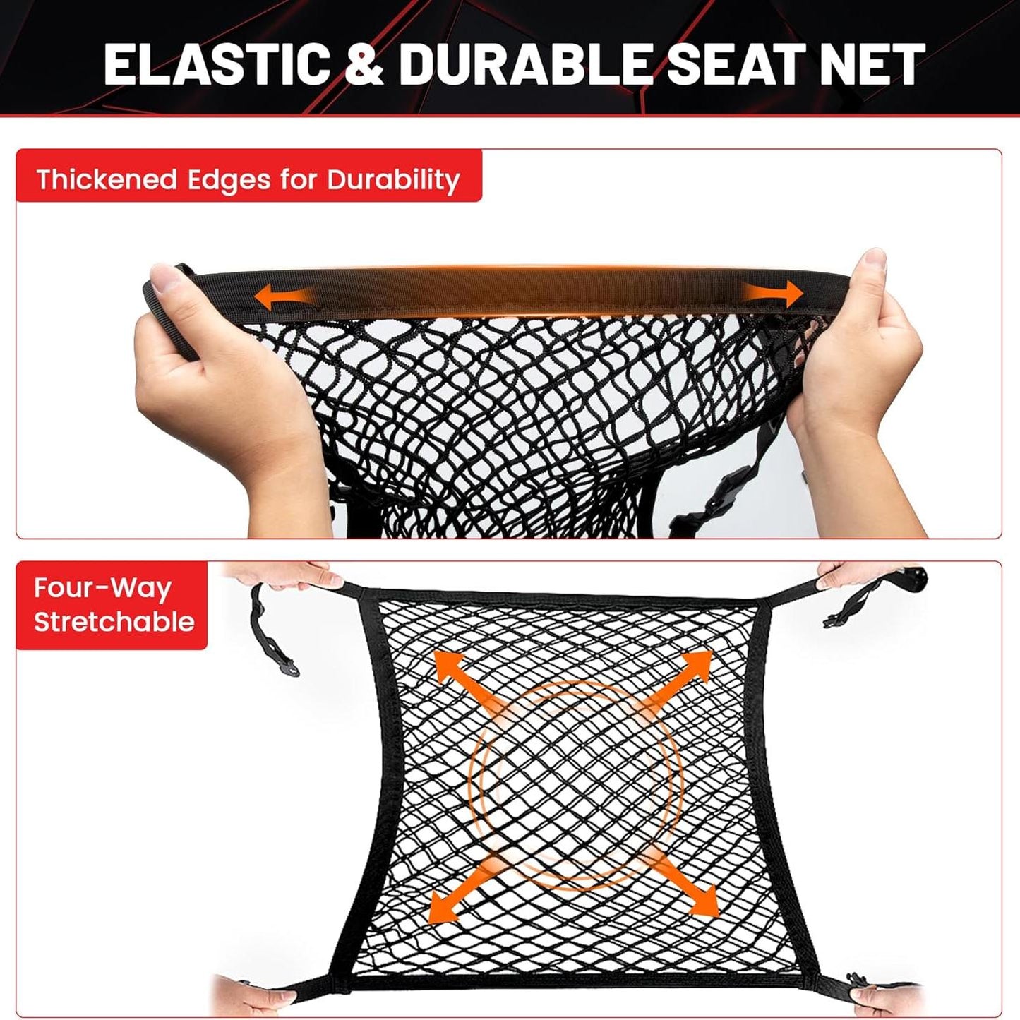 Car Seat Net Organizer – 2-Layer Front Seat Storage Bag