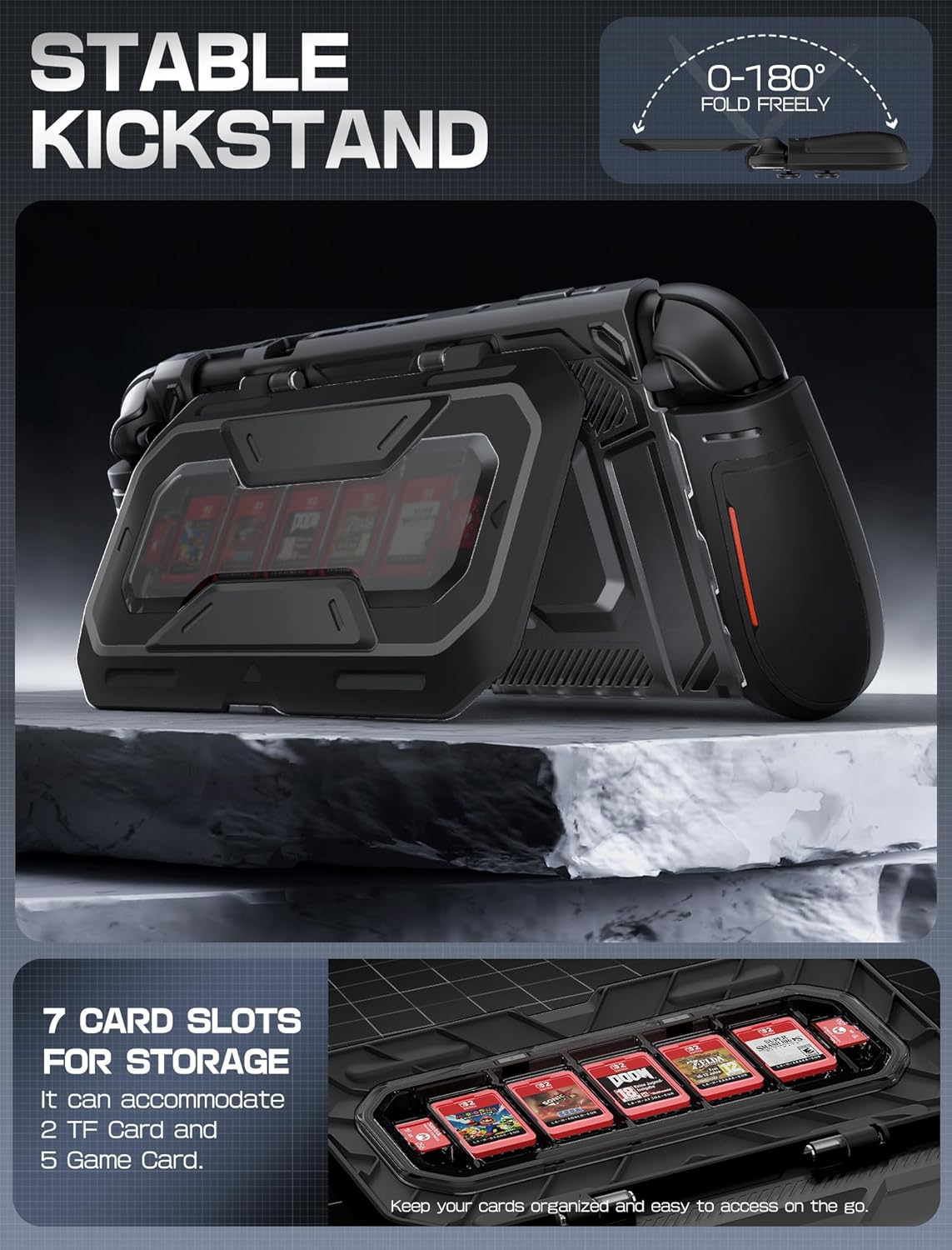 Dockable Grip Case for Nintendo Switch 2 – Flip Stand &amp; Game Card Storage