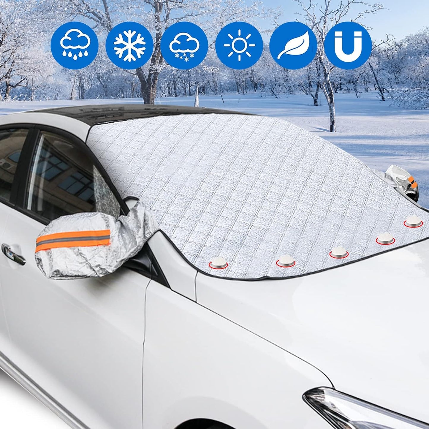 Multi-Purpose Magnetic Car Windshield Protector – All-Season Cover for Snow