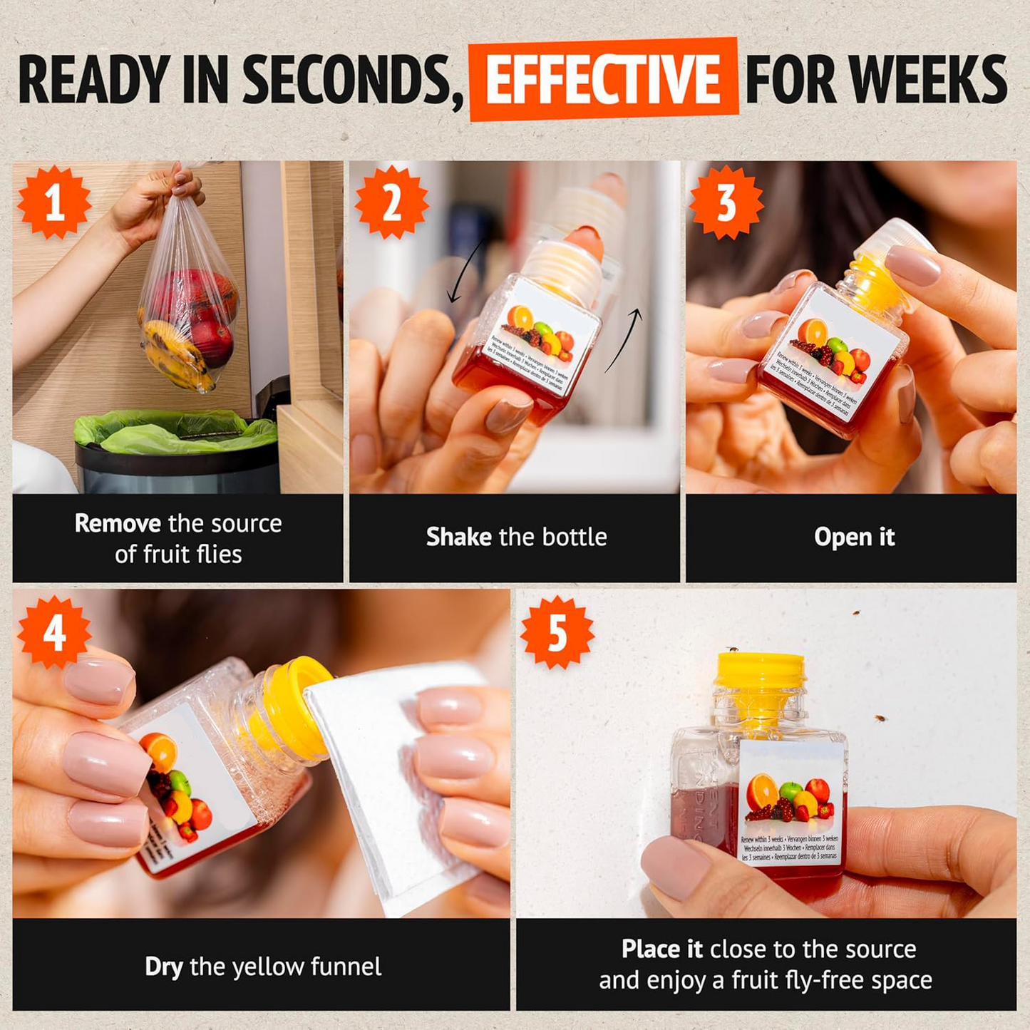 Fruit Fly Trap – Long-Lasting, Safe & Effective Kitchen Solution