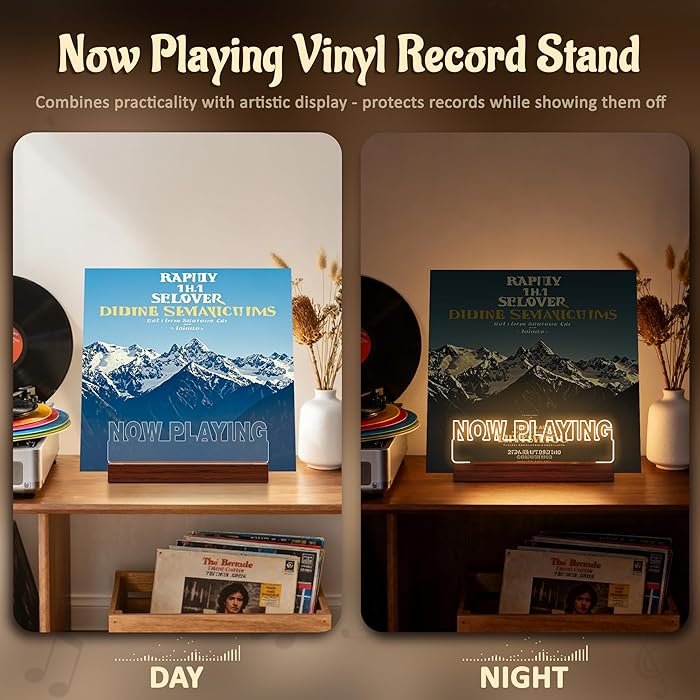 Glowing Vinyl Record Display Stand |LED Light Album Display Stand