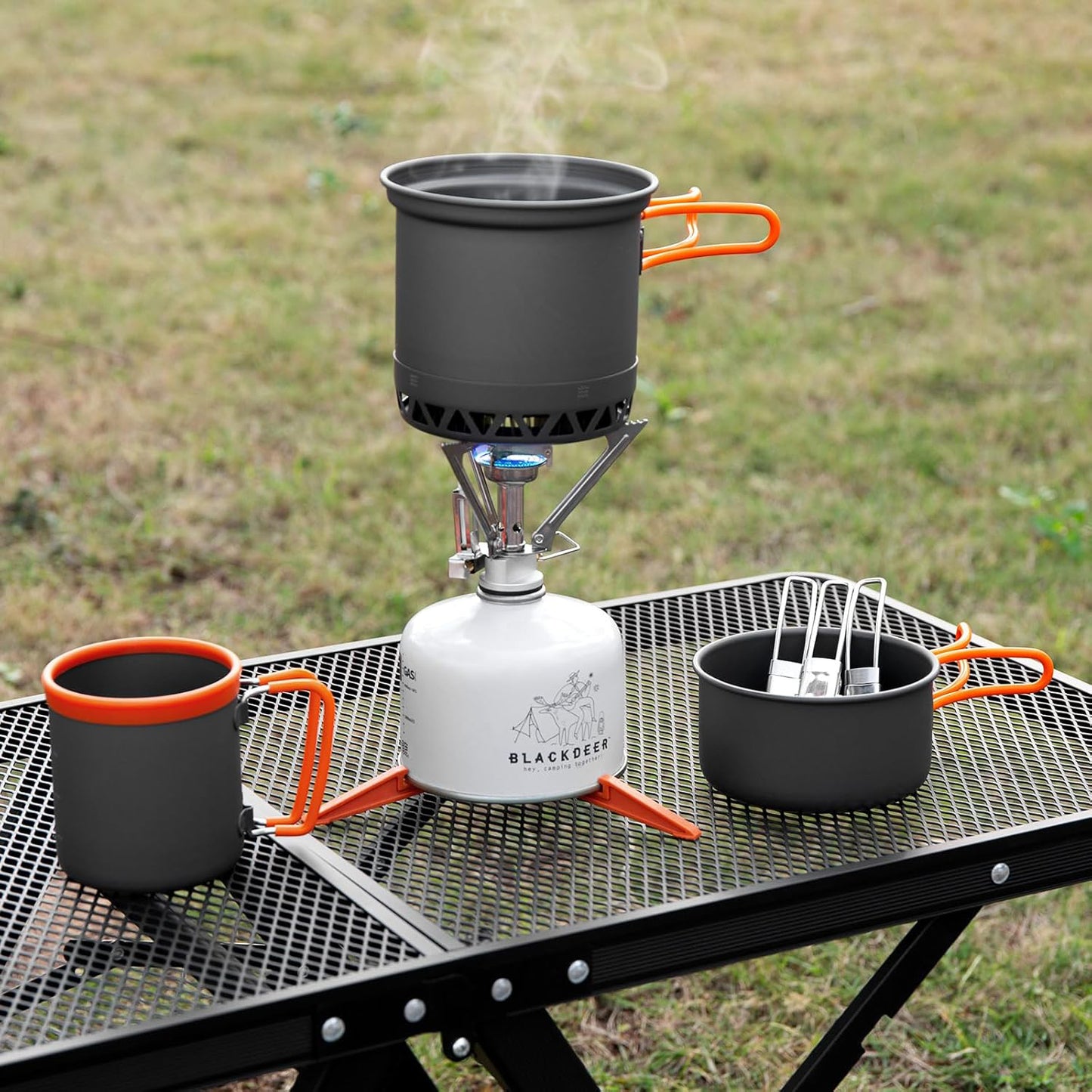 Camping Cookware Set with Heat Exchanger – Portable Backpacking Stove & Outdoor Dining Kit