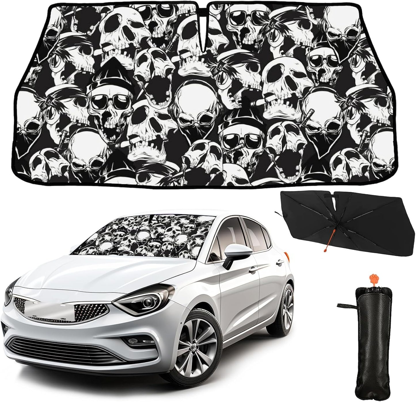 Funny Rooster Car Windshield Umbrella – UV Protection Sunshade for Front Window, Foldable Sun Visor Protector