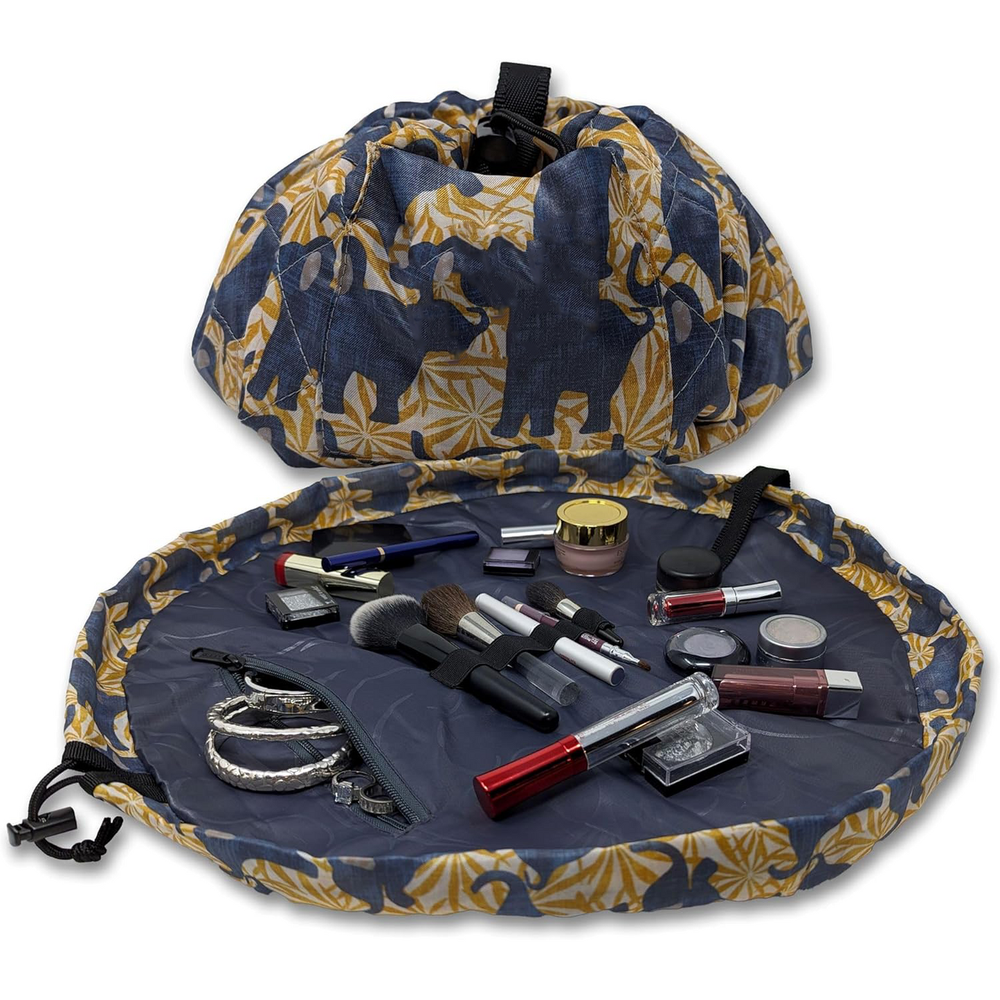 Drawstring Makeup Bag – Portable Travel Organizer with Pockets and Handles