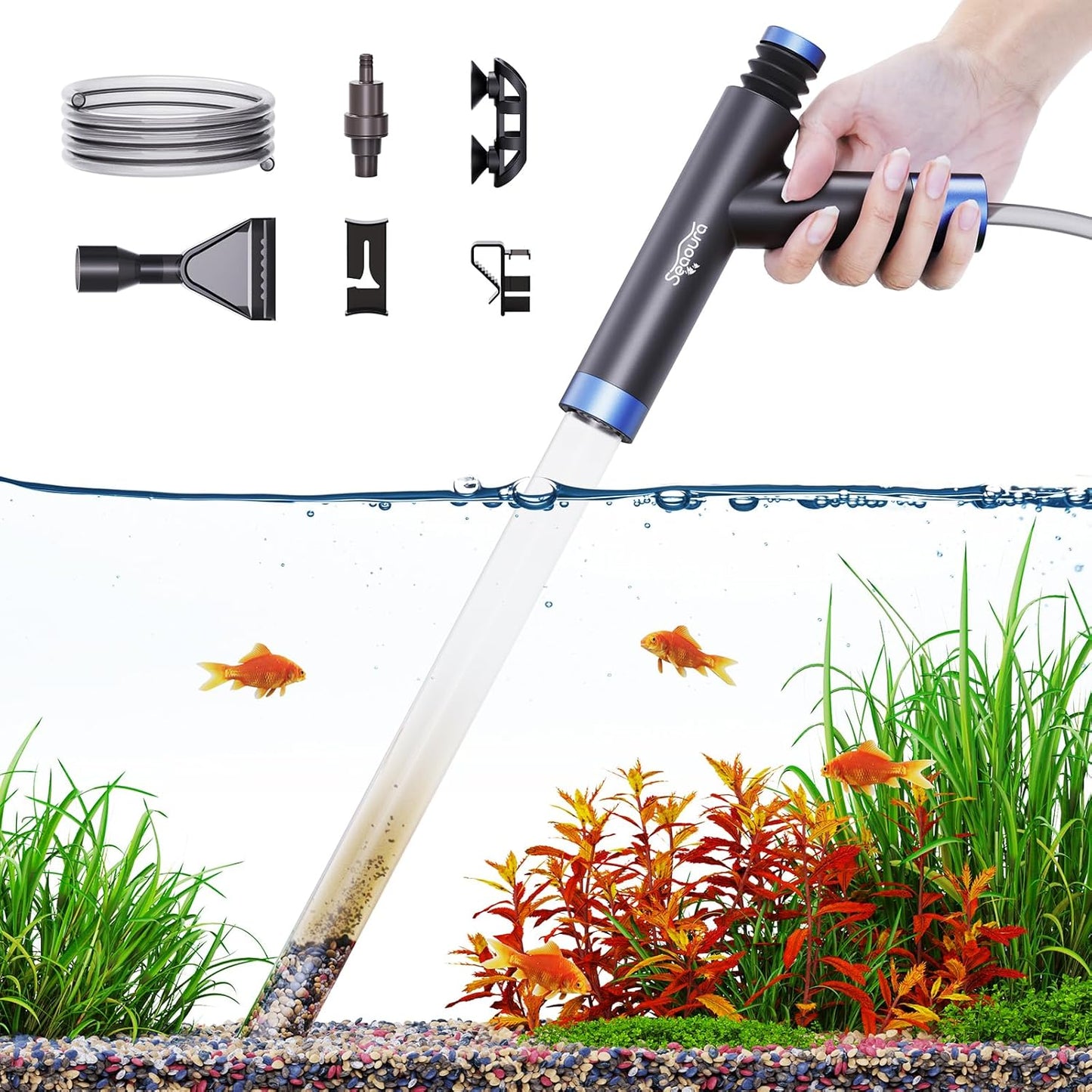 Aquarium Siphon Pump Gravel Cleaner – Manual 3-in-1 Fish Tank Cleaning Kit