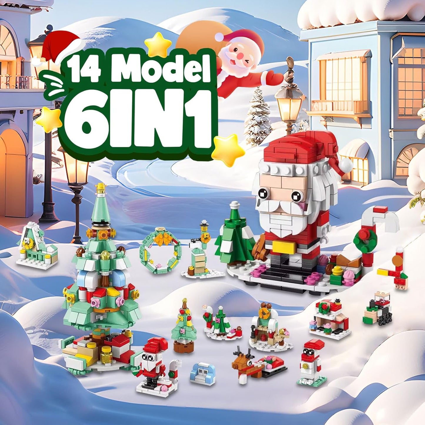 2025 Christmas Advent Calendar – 6-in-1 Santa & Tree Building Blocks