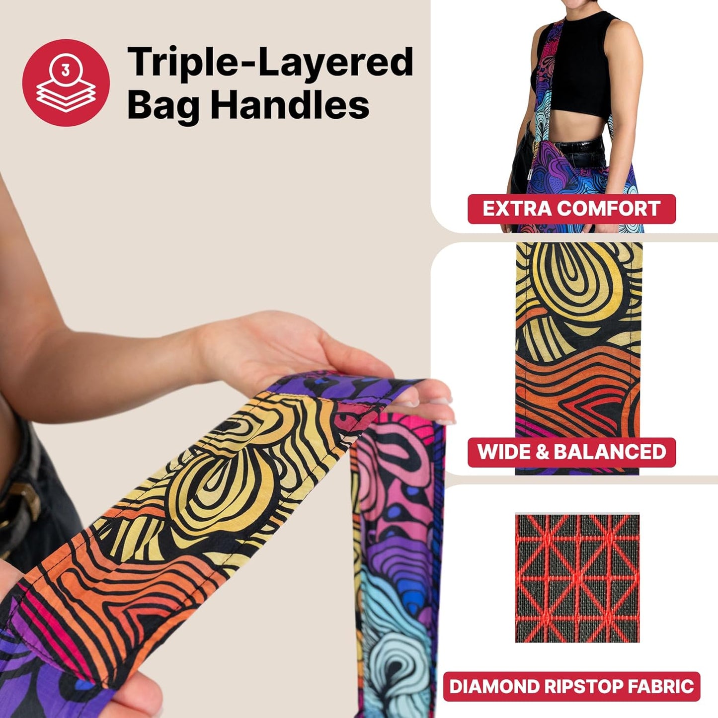 Ultra-Light Standard Tote Bag – Foldable, Durable & Reusable Shopping Bag(2 Pack)