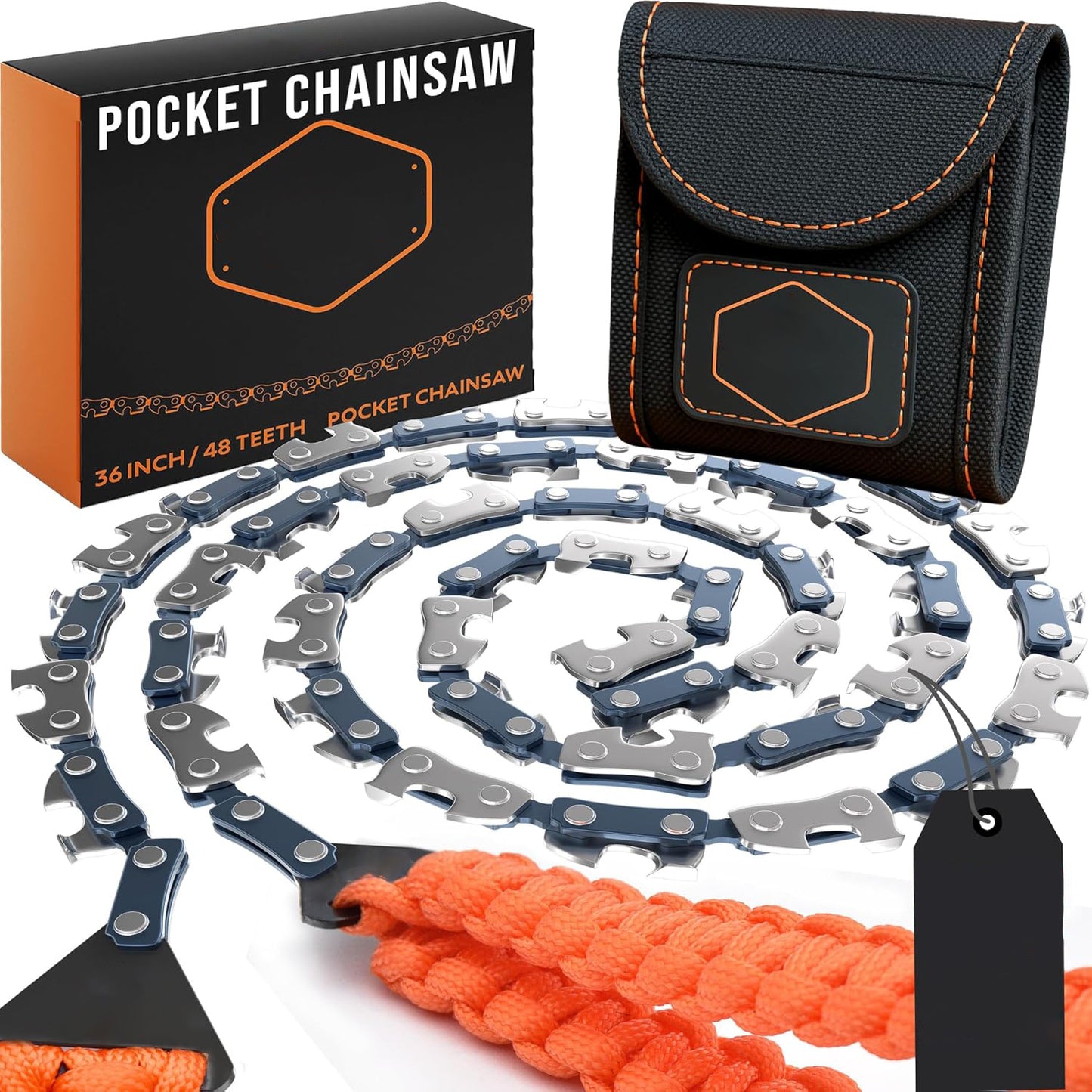 Survival Pocket Chainsaw – Heavy-Duty Hand Chain Saw for Camping, Hiking, Bushcraft