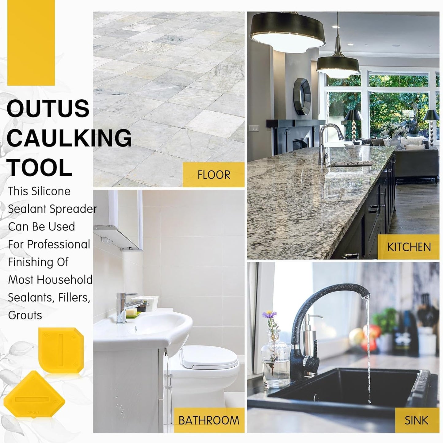 Caulking Tool Kit – Silicone Sealant Spreader & Scraper Set