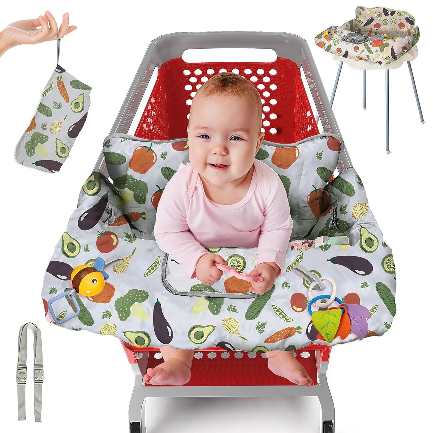 Baby Shopping Cart Cover & High Chair Cover – 100% Cotton, Multi-Functional Seat Protector | Comfortable, Hygienic, and Convenient