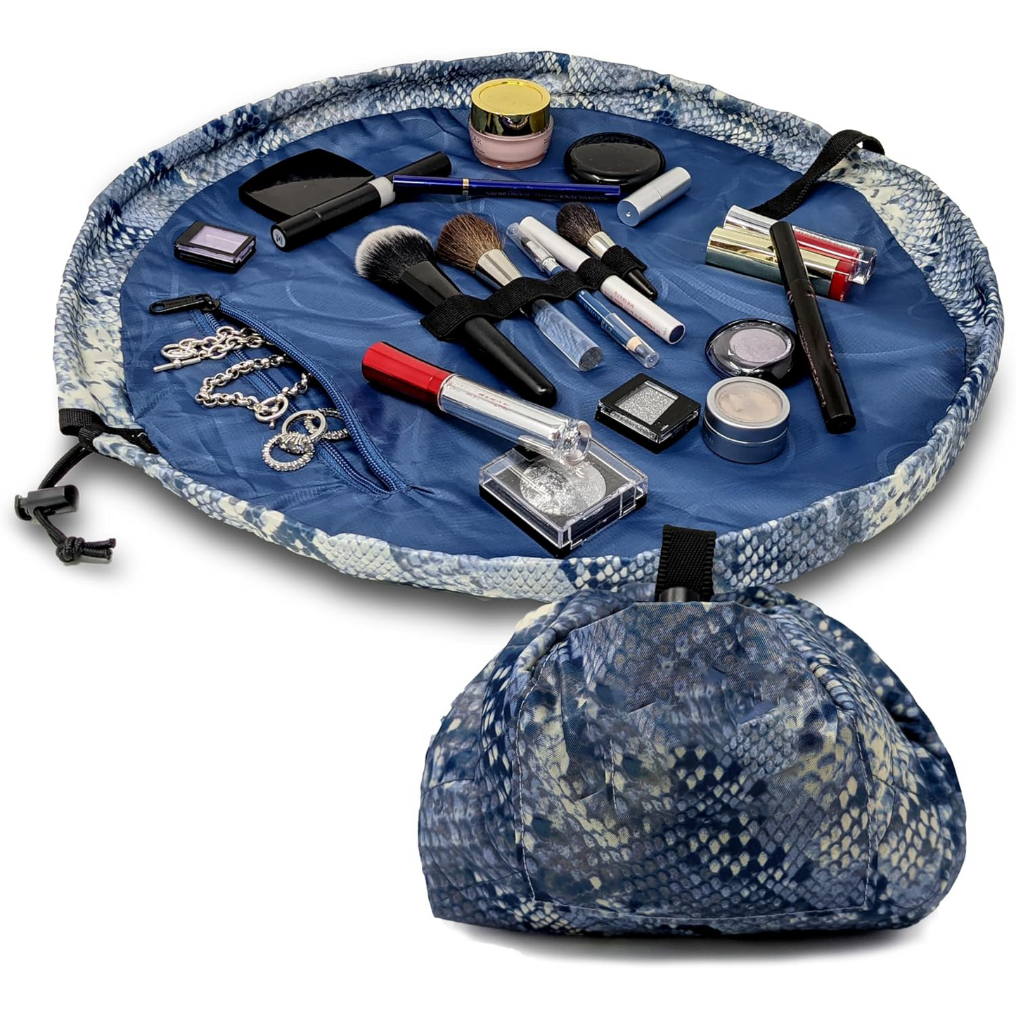 Drawstring Makeup Bag – Portable Travel Organizer with Pockets and Handles