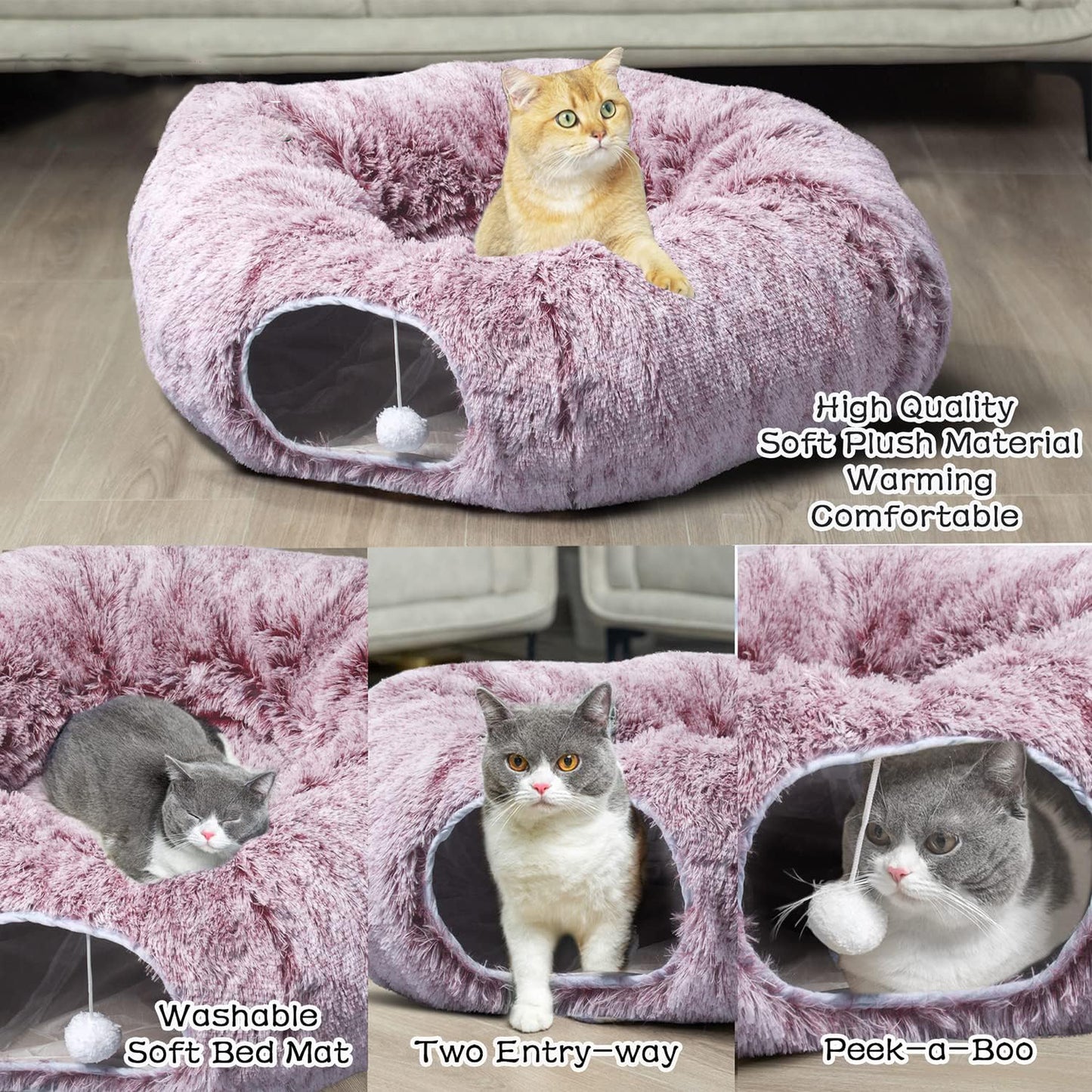 Christmas Tree Cat Tunnel Bed – 2-in-1 Play Tunnel & Cozy Resting Spot for Cats