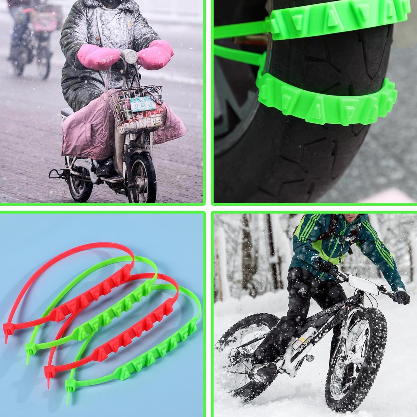 Universal Anti-Slip Tire Chains – 10PCS Nylon Snow Chains for Motorcycles & E-Bikes